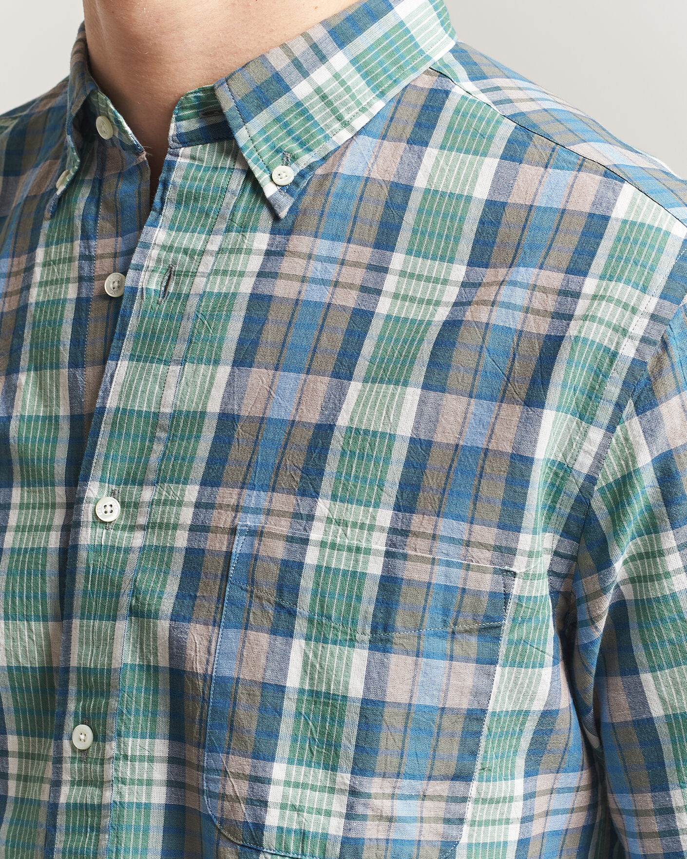 Herre | Skjorter | BEAMS PLUS | Madras Button Down Shirt Blue