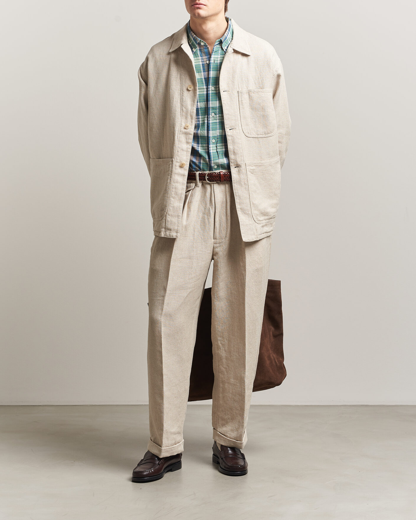 Herre | Bukser | BEAMS PLUS | Cotton/Linen Pleated Trousers Off White