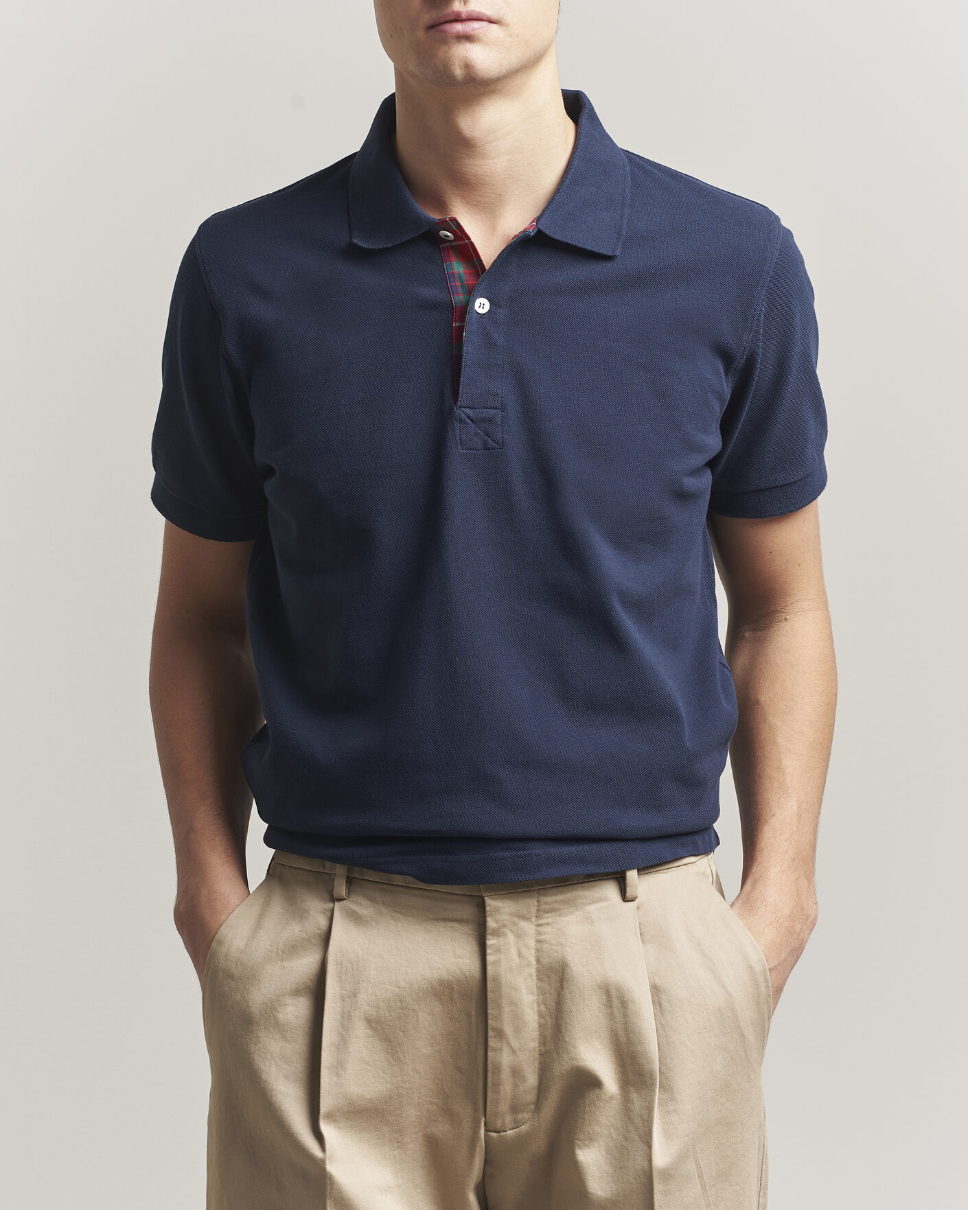 Herre | Polotrøjer | Baracuta | Tartan Placket Piquet Polo Navy