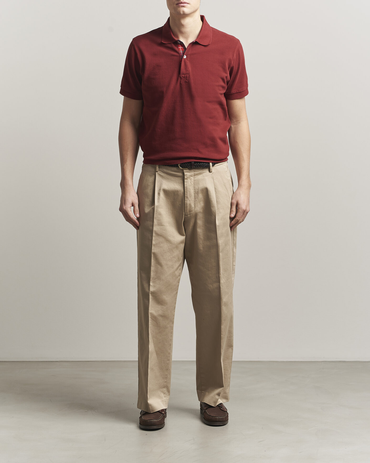 Herre | Polotrøjer | Baracuta | Tartan Placket Piquet Polo Oxblood