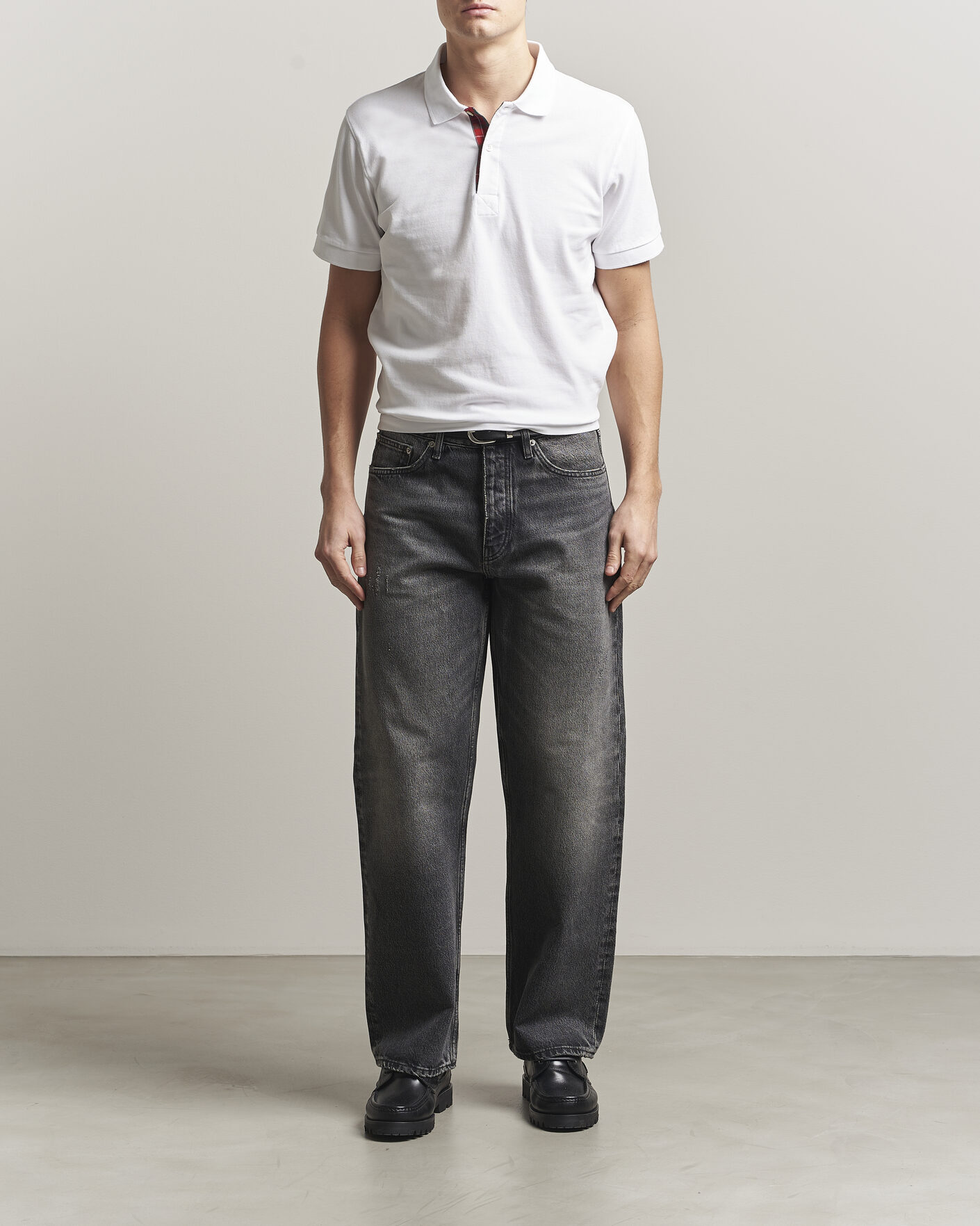 Herre | Polotrøjer | Baracuta | Tartan Placket Piquet Polo Bone White