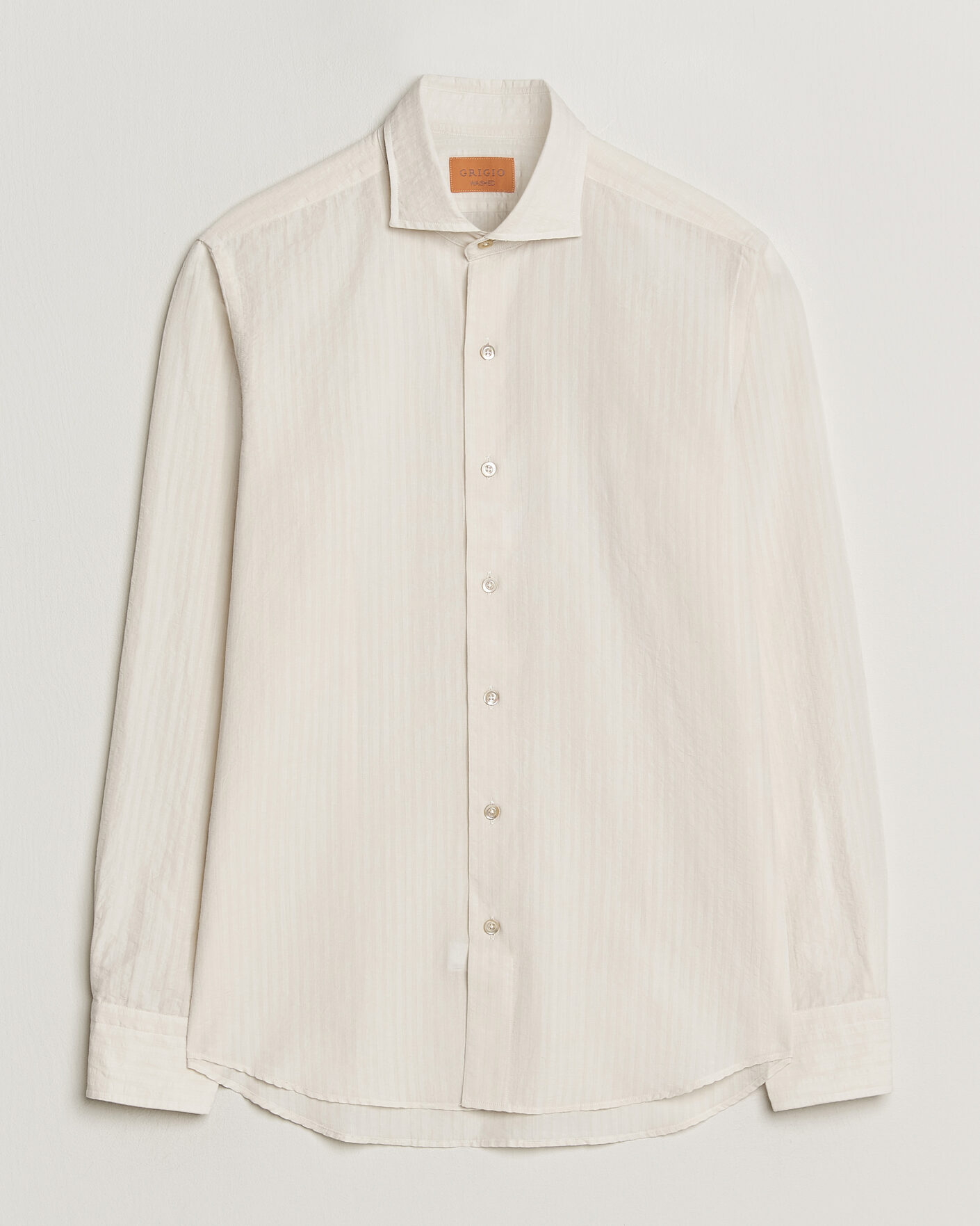 Herre | Skjorter | Grigio | Cotton/Linen Seersucker Shirt Off White