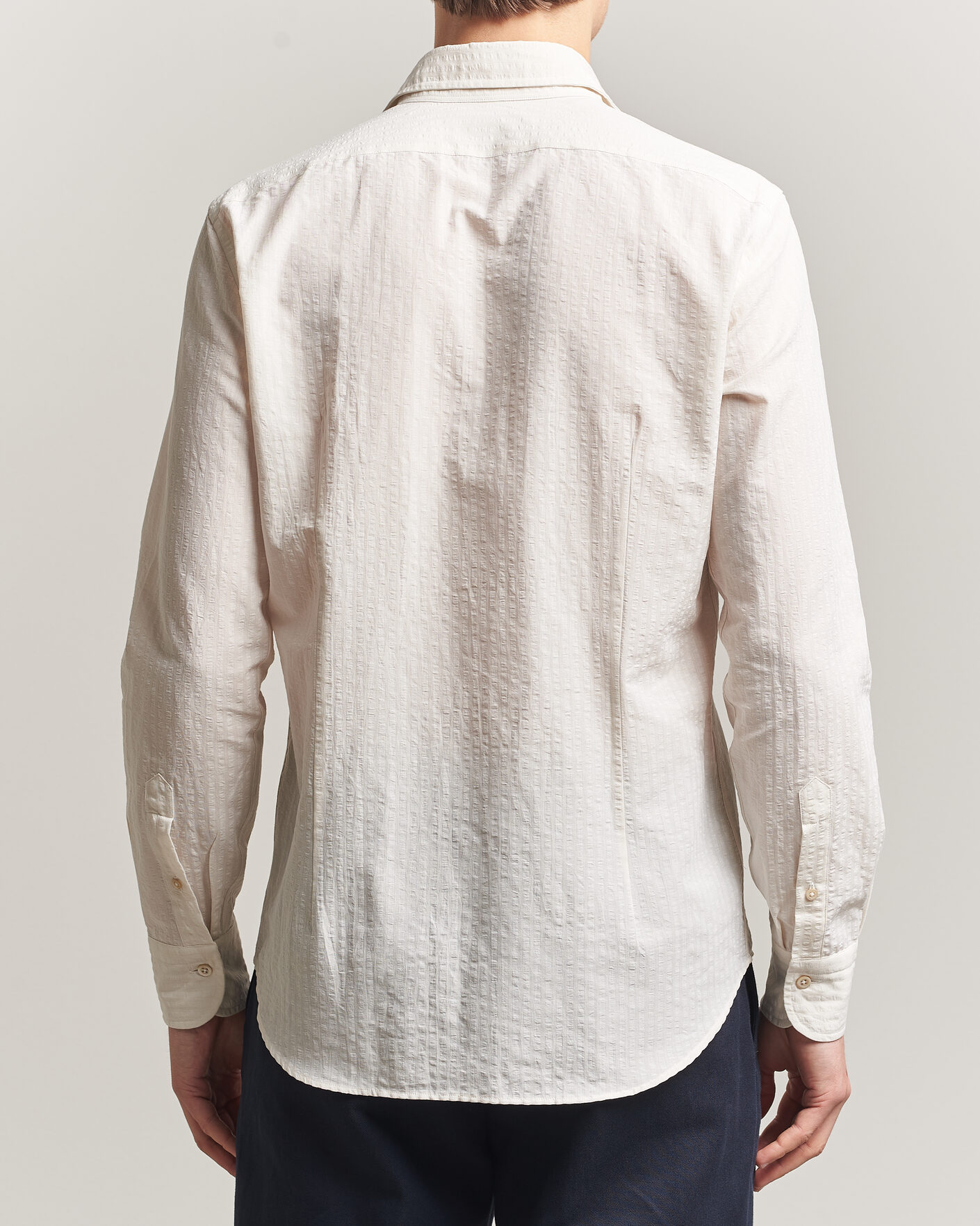 Herre | Skjorter | Grigio | Cotton/Linen Seersucker Shirt Off White