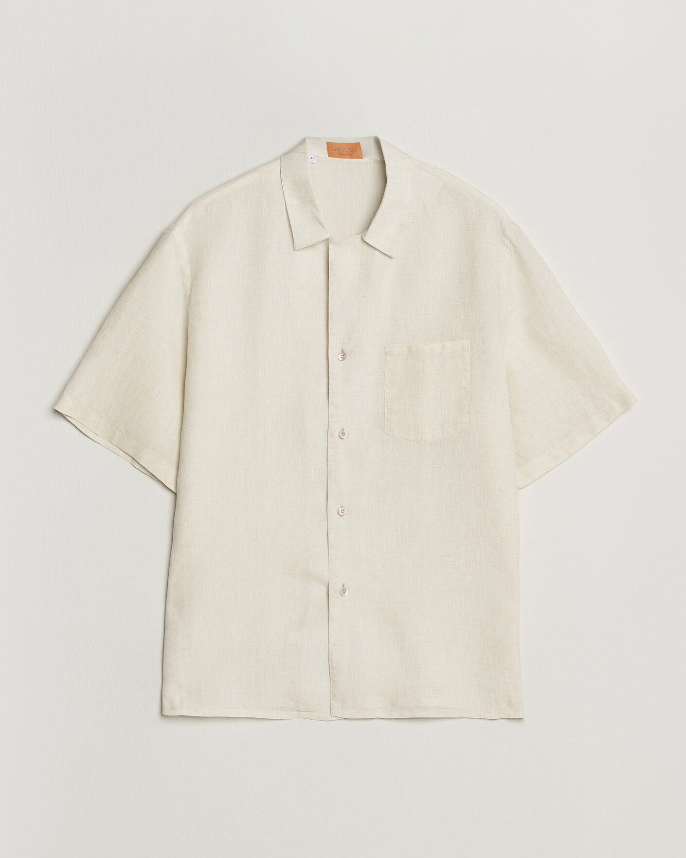 Herre | Skjorter | Grigio | Linen Camp Collar Shirt White