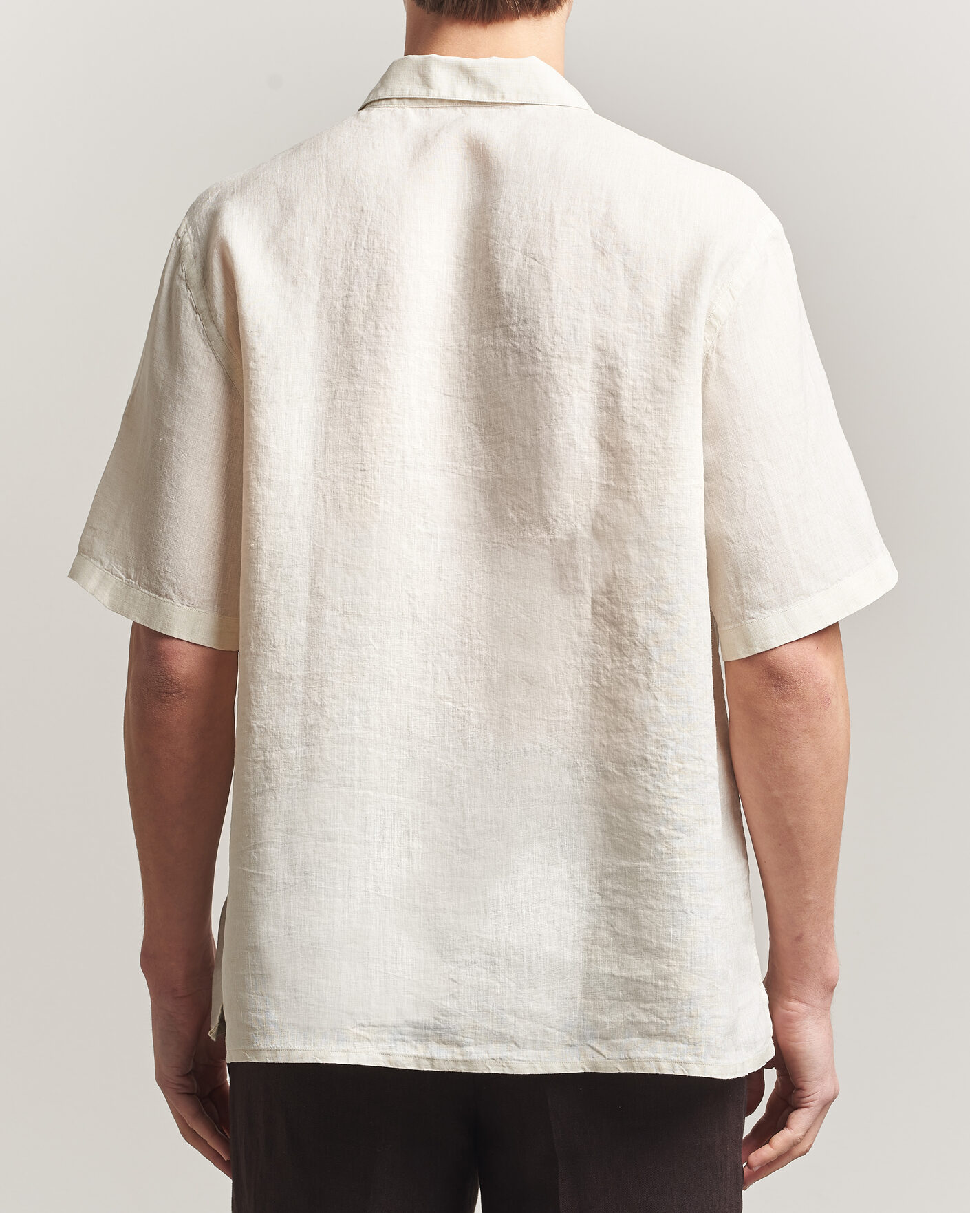 Herre | Skjorter | Grigio | Linen Camp Collar Shirt White