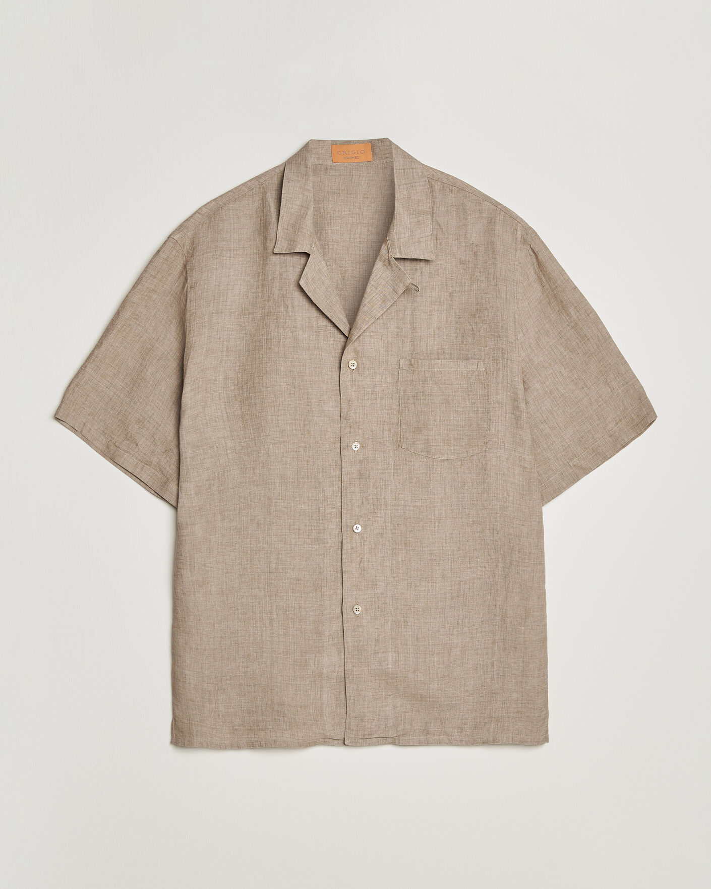 Herre | Skjorter | Grigio | Linen Camp Collar Shirt Brown