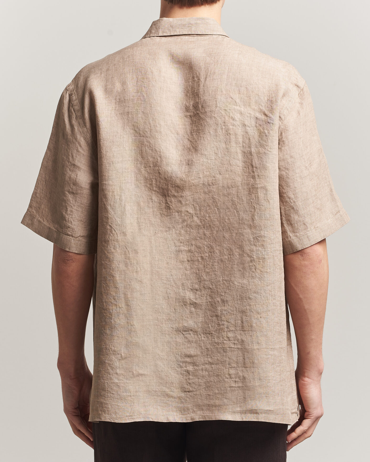 Herre | Skjorter | Grigio | Linen Camp Collar Shirt Brown