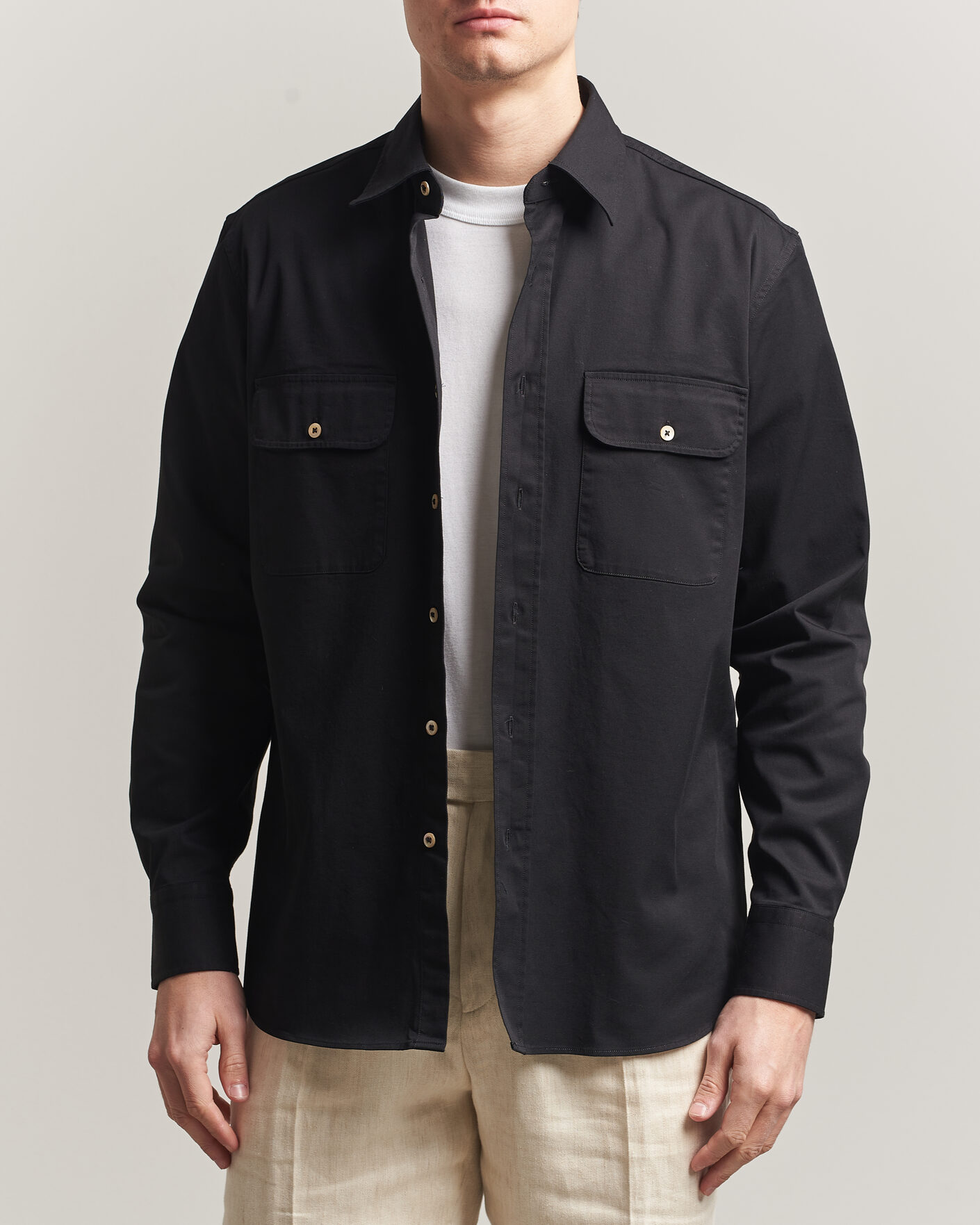 Herre | Skjorter | Grigio | Illinois Cotton Overshirt Black