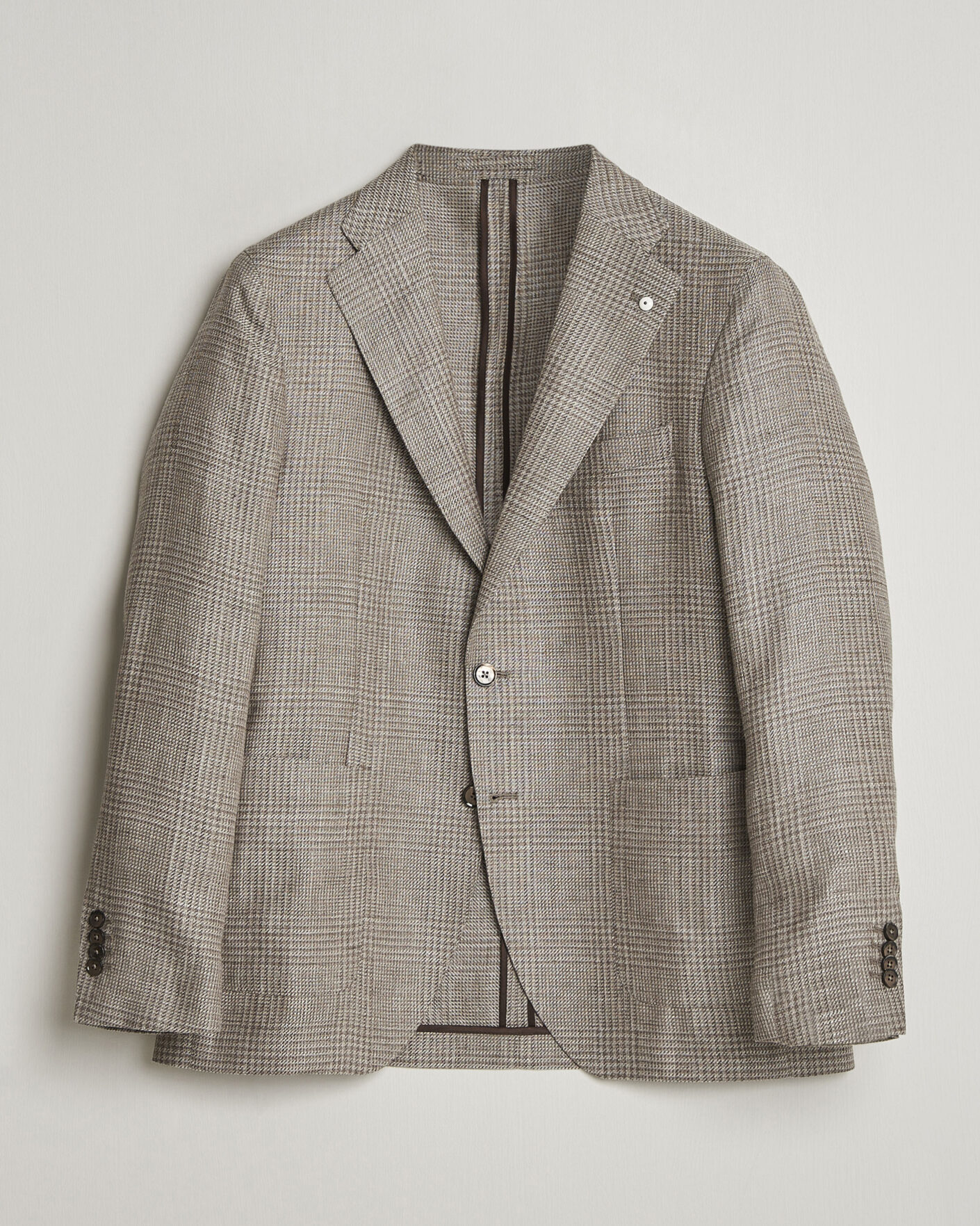 Herre | Blazere & jakker | L.B.M. 1911 | Jack Regular Fit Linen/Wool Checked Blazer Taupe