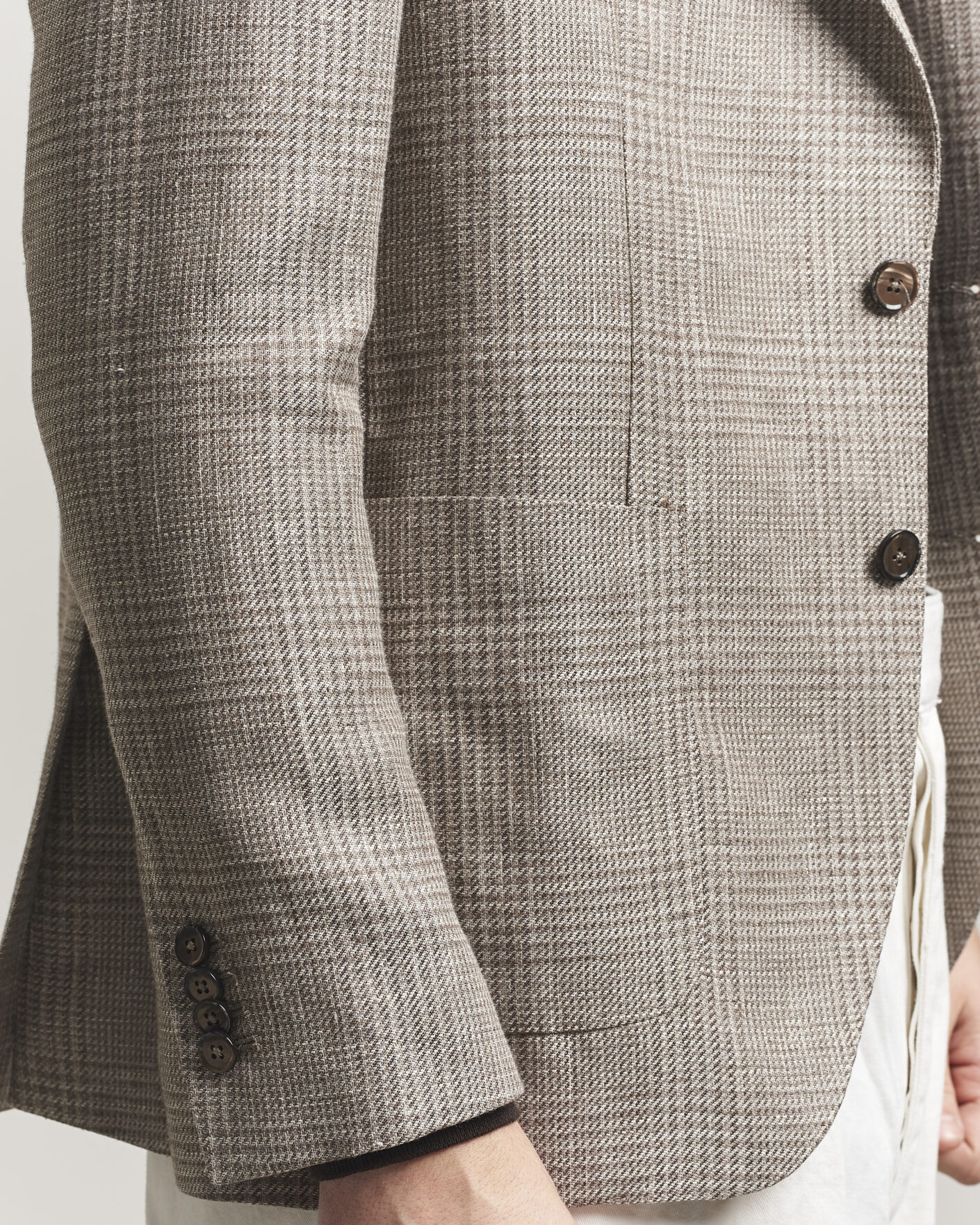 Herre | Blazere & jakker | L.B.M. 1911 | Jack Regular Fit Linen/Wool Checked Blazer Taupe
