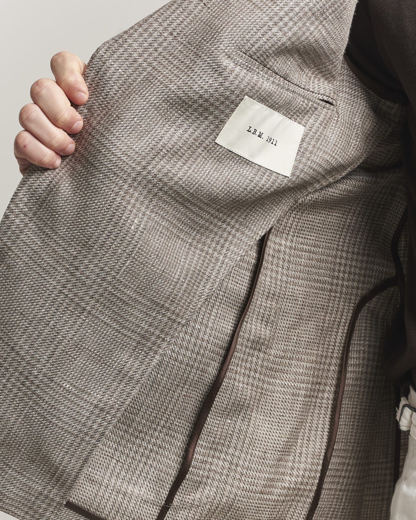 Herre | Blazere & jakker | L.B.M. 1911 | Jack Regular Fit Linen/Wool Checked Blazer Taupe