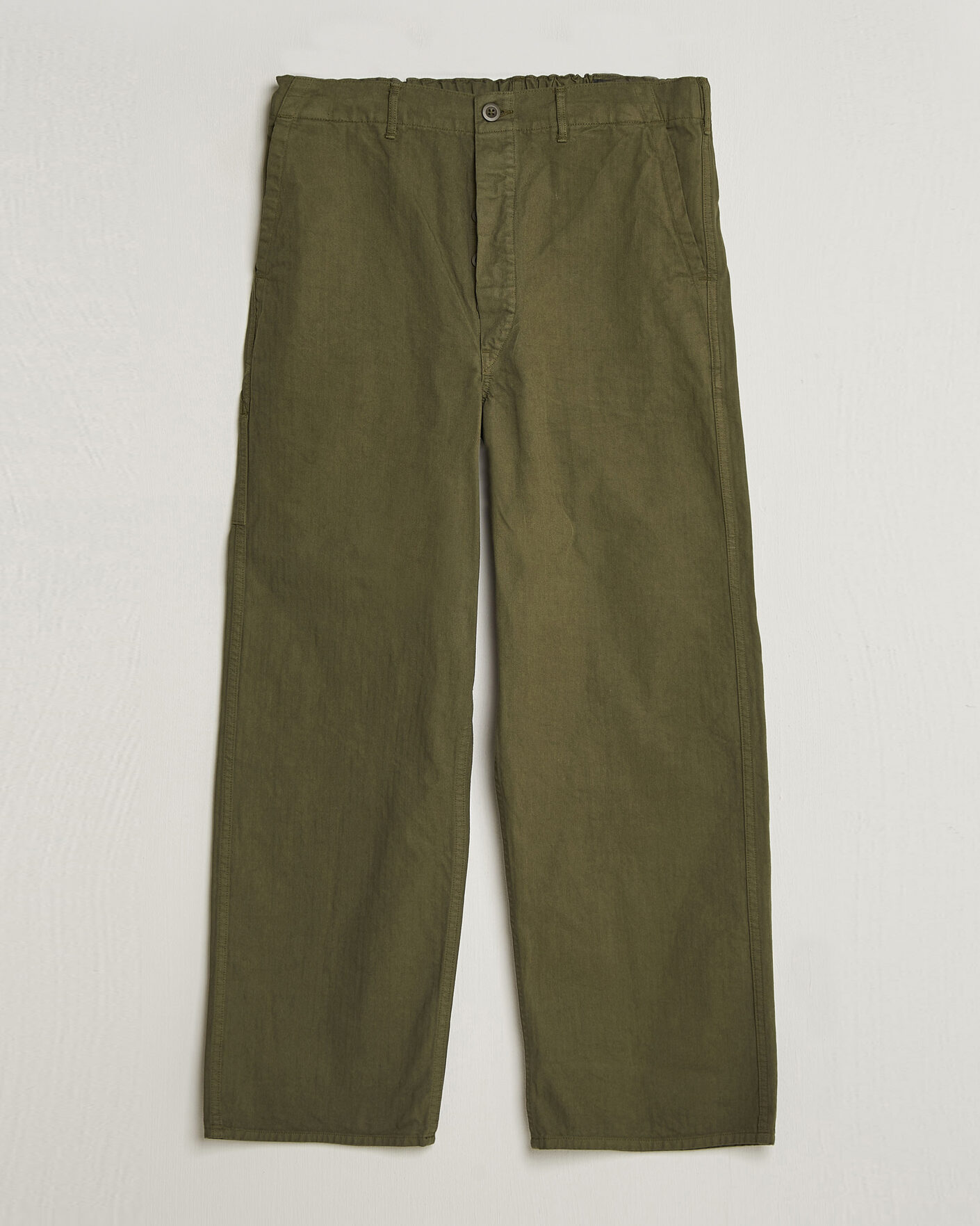 Herre | Bukser | orSlow | Wide Fit French Work Pants Army Green