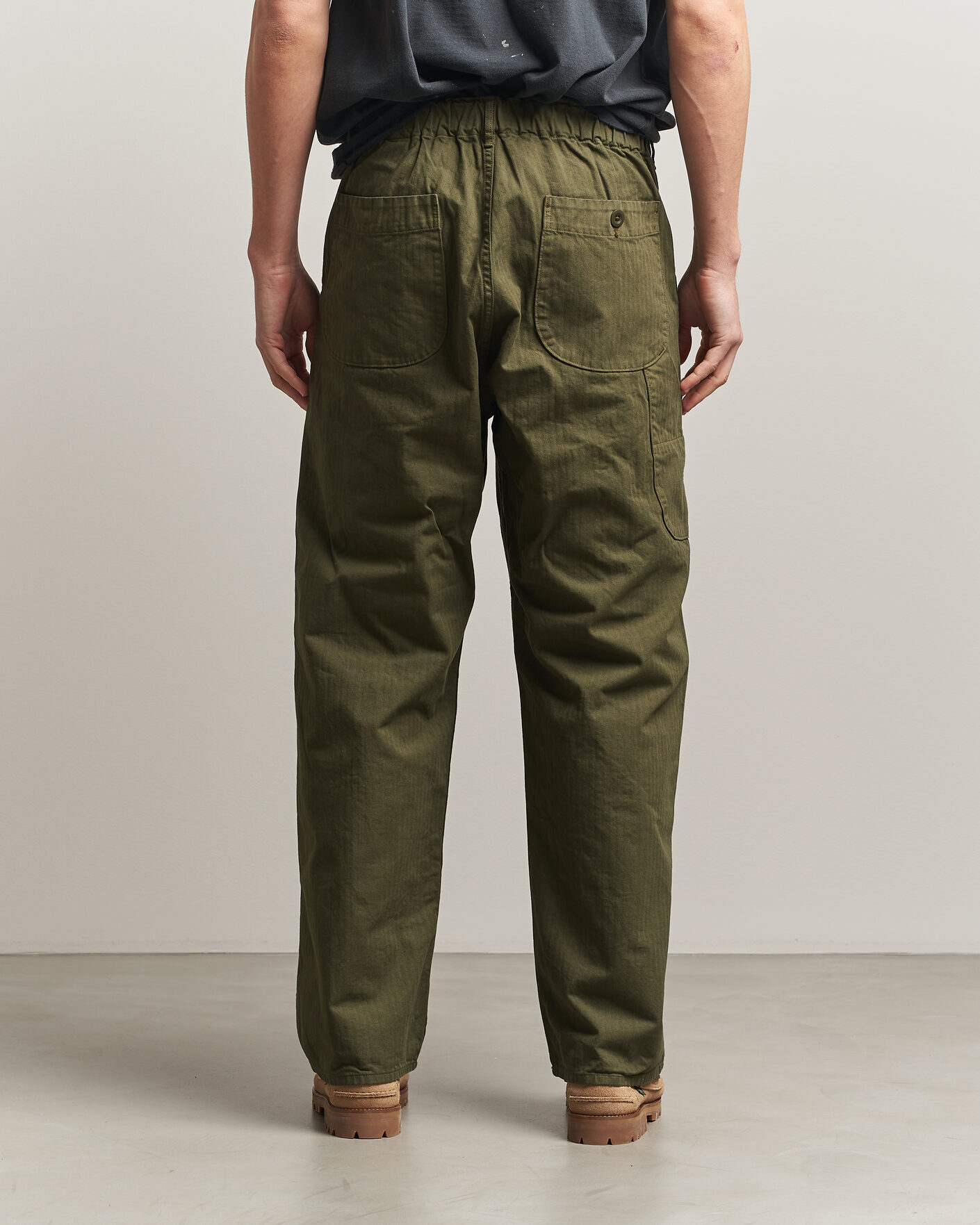 Herre | Bukser | orSlow | Wide Fit French Work Pants Army Green
