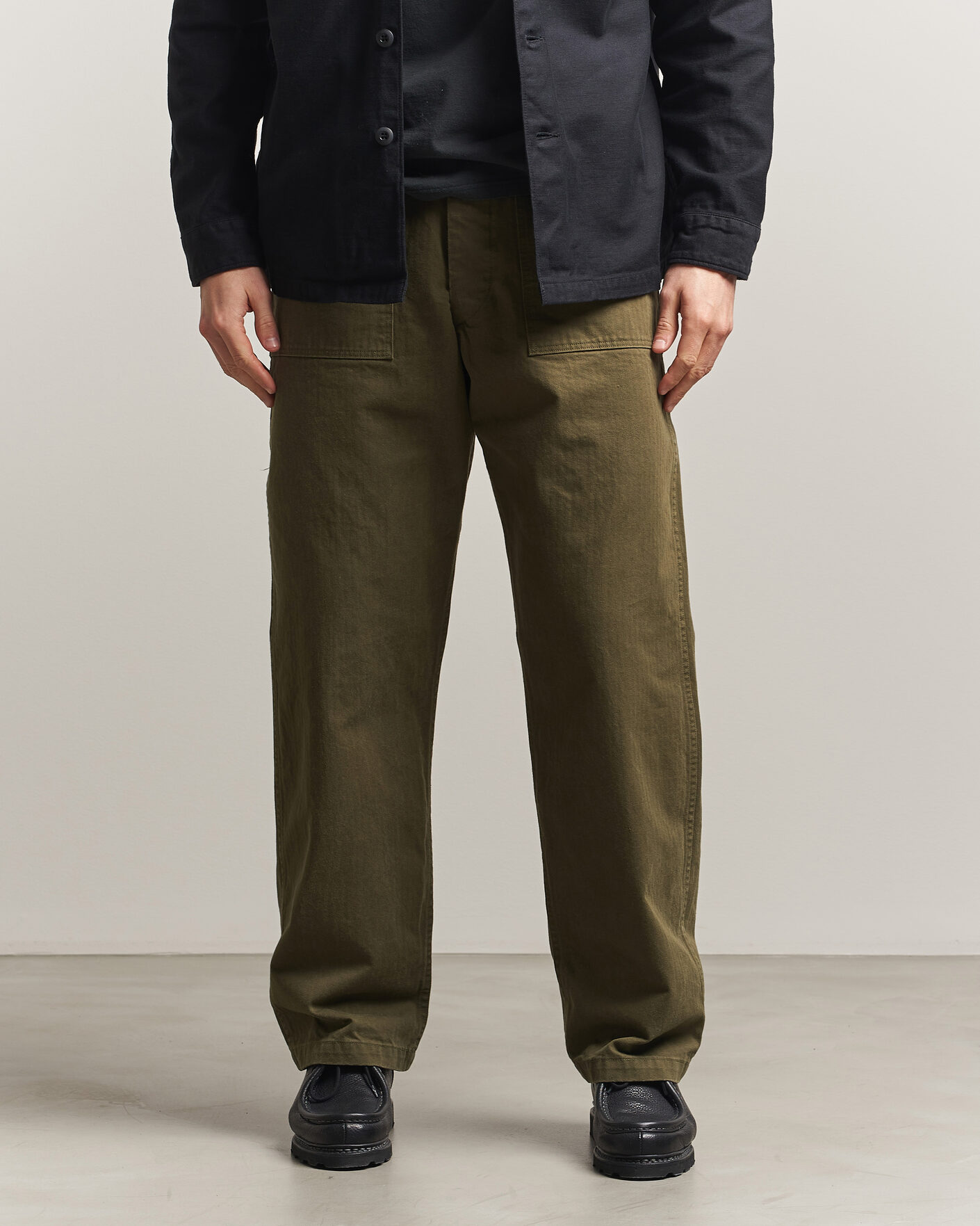 Herre | Bukser | orSlow | Vintage Fit Herringbone Fatigue Pants Army Green