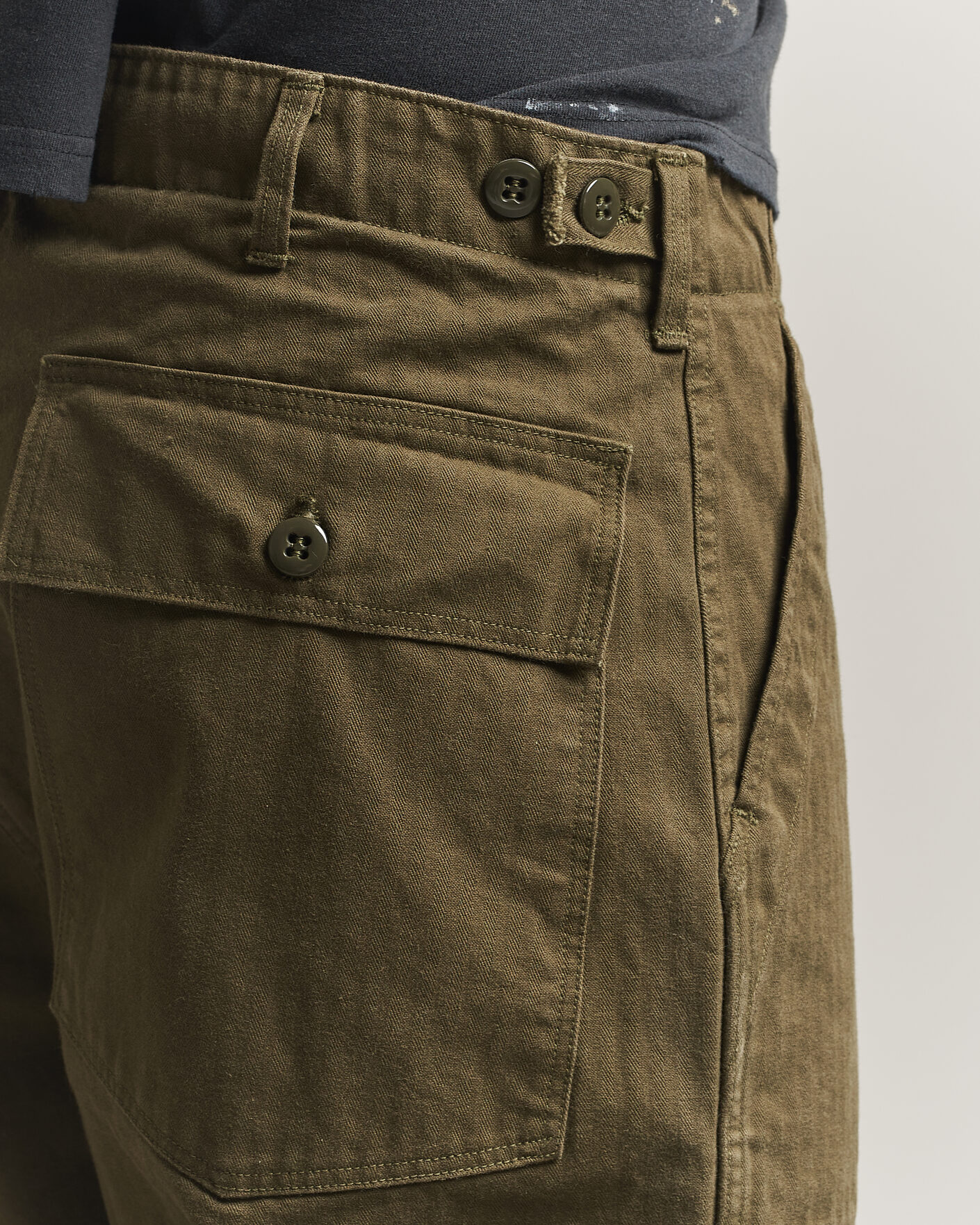 Herre | Bukser | orSlow | Vintage Fit Herringbone Fatigue Pants Army Green
