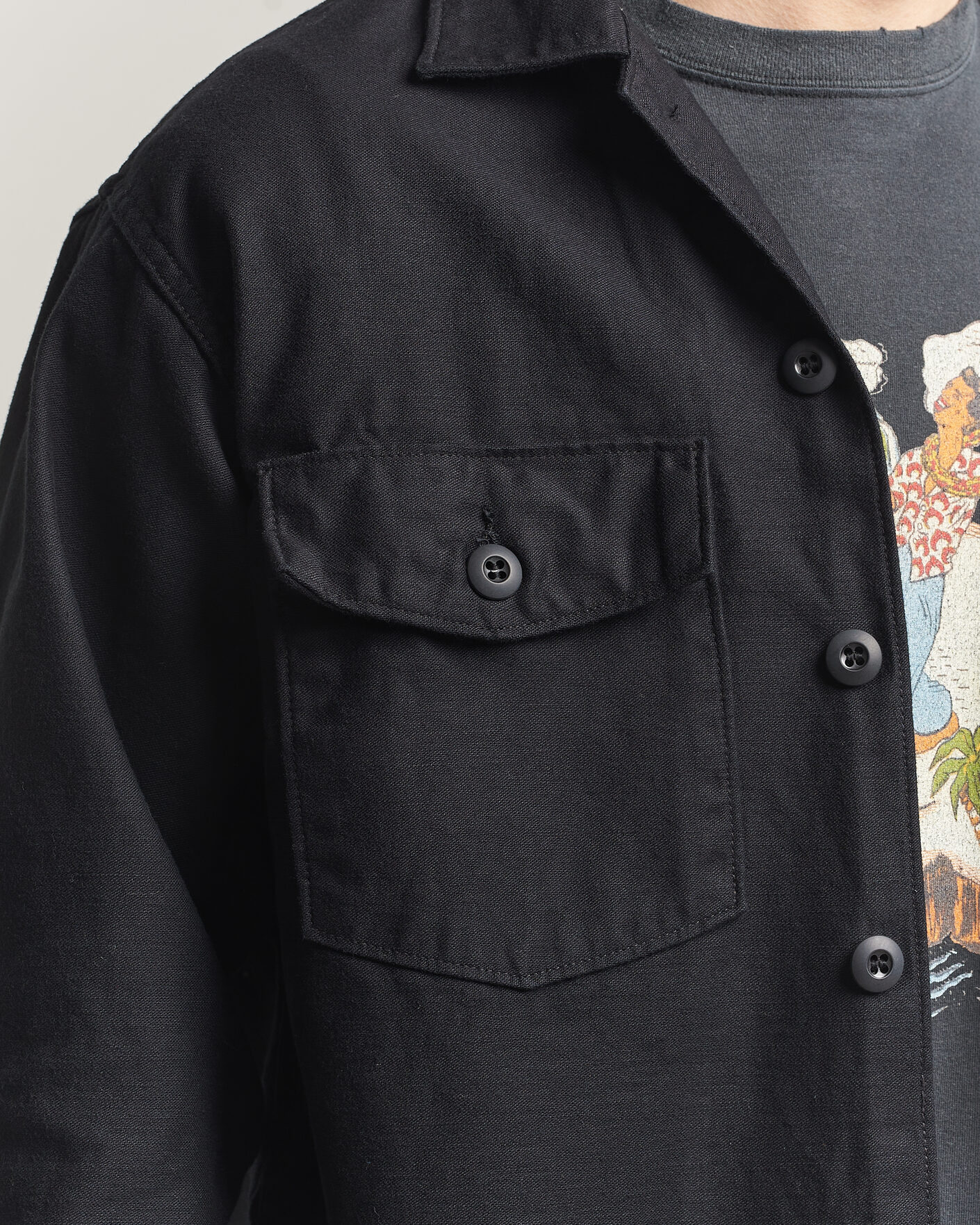Herre | Skjorter | orSlow | Cotton Sateen US Army Overshirt Black