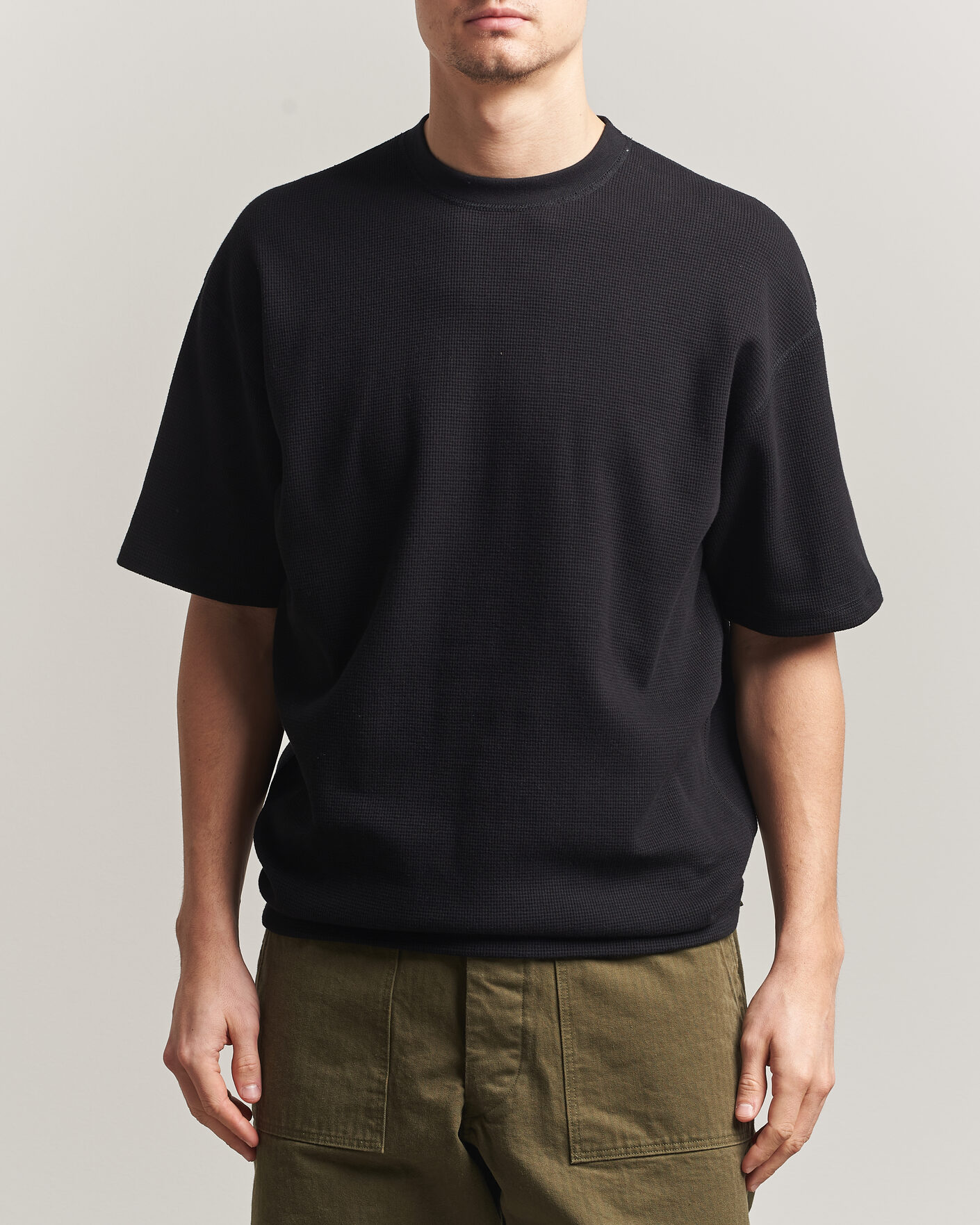 Herre | T-Shirts | orSlow | Waffle Cotton T-Shirt Black