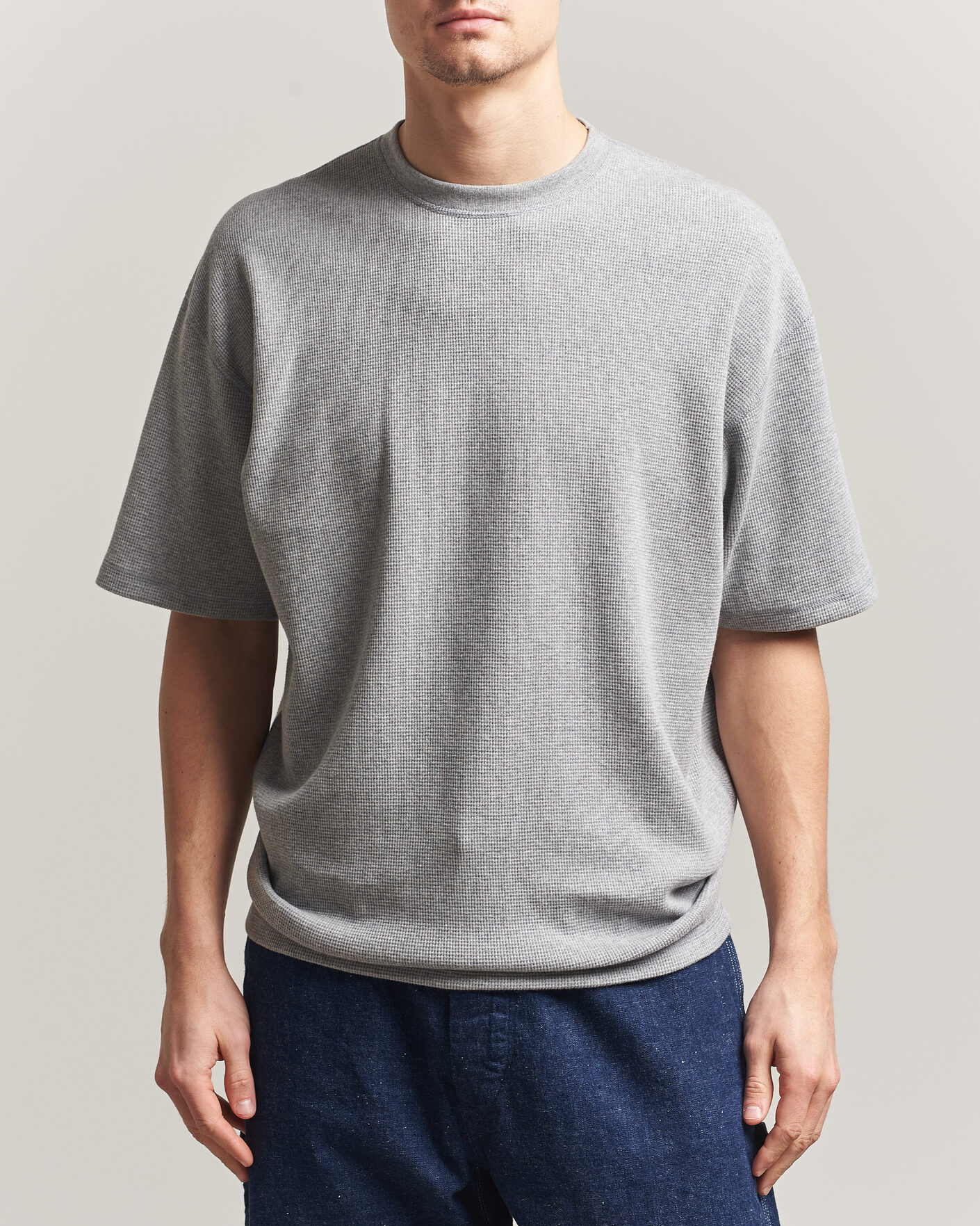 Herre | T-Shirts | orSlow | Waffle Cotton T-Shirt Heather Gray