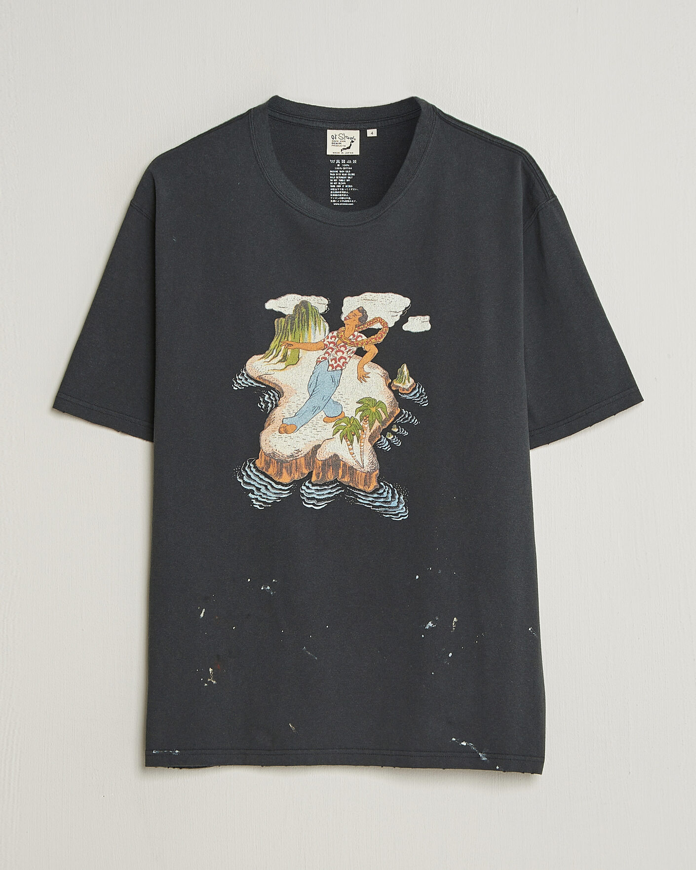 Herre | T-Shirts | orSlow | Vintage Hawaiian Print T-Shirt Black