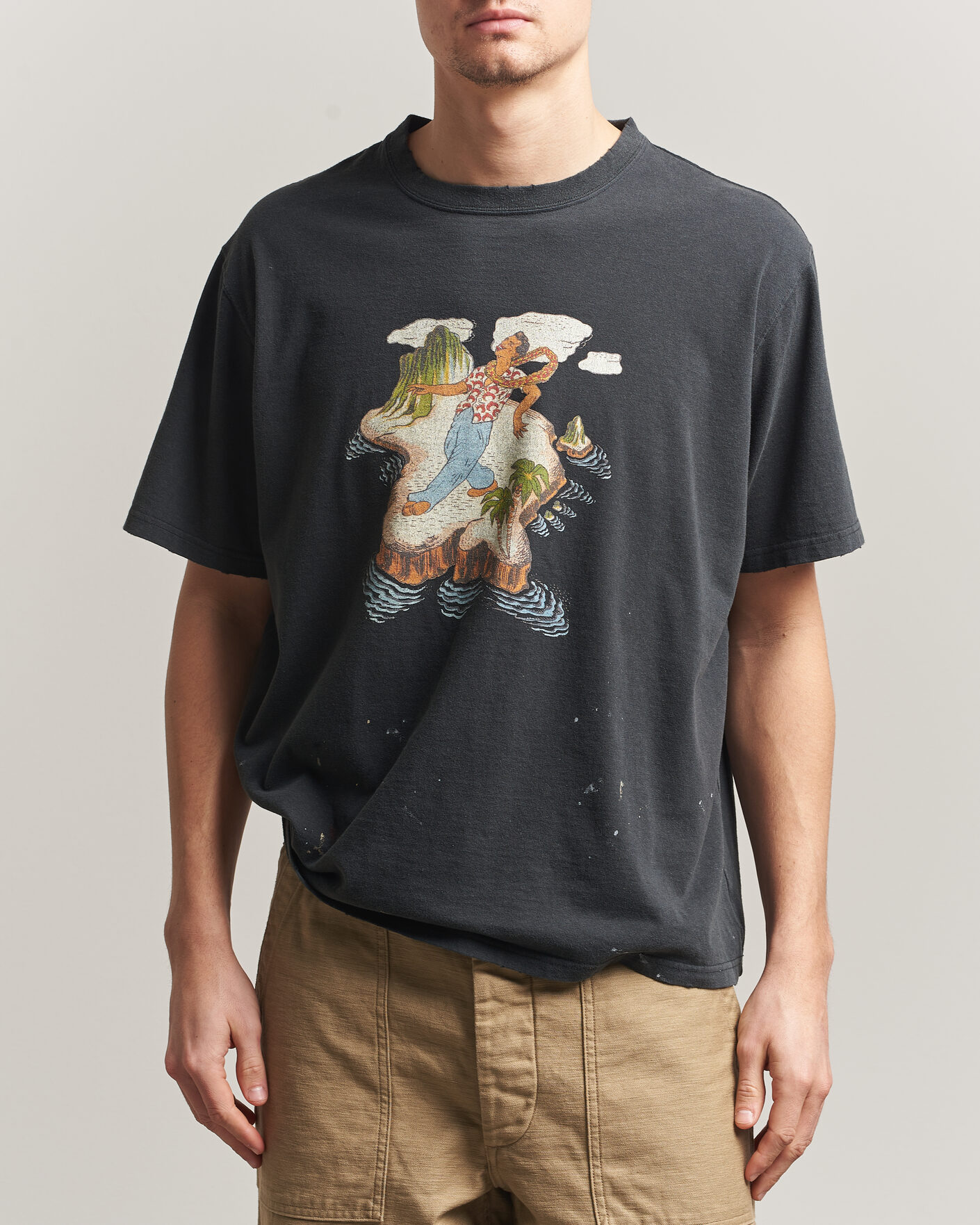 Herre | T-Shirts | orSlow | Vintage Hawaiian Print T-Shirt Black