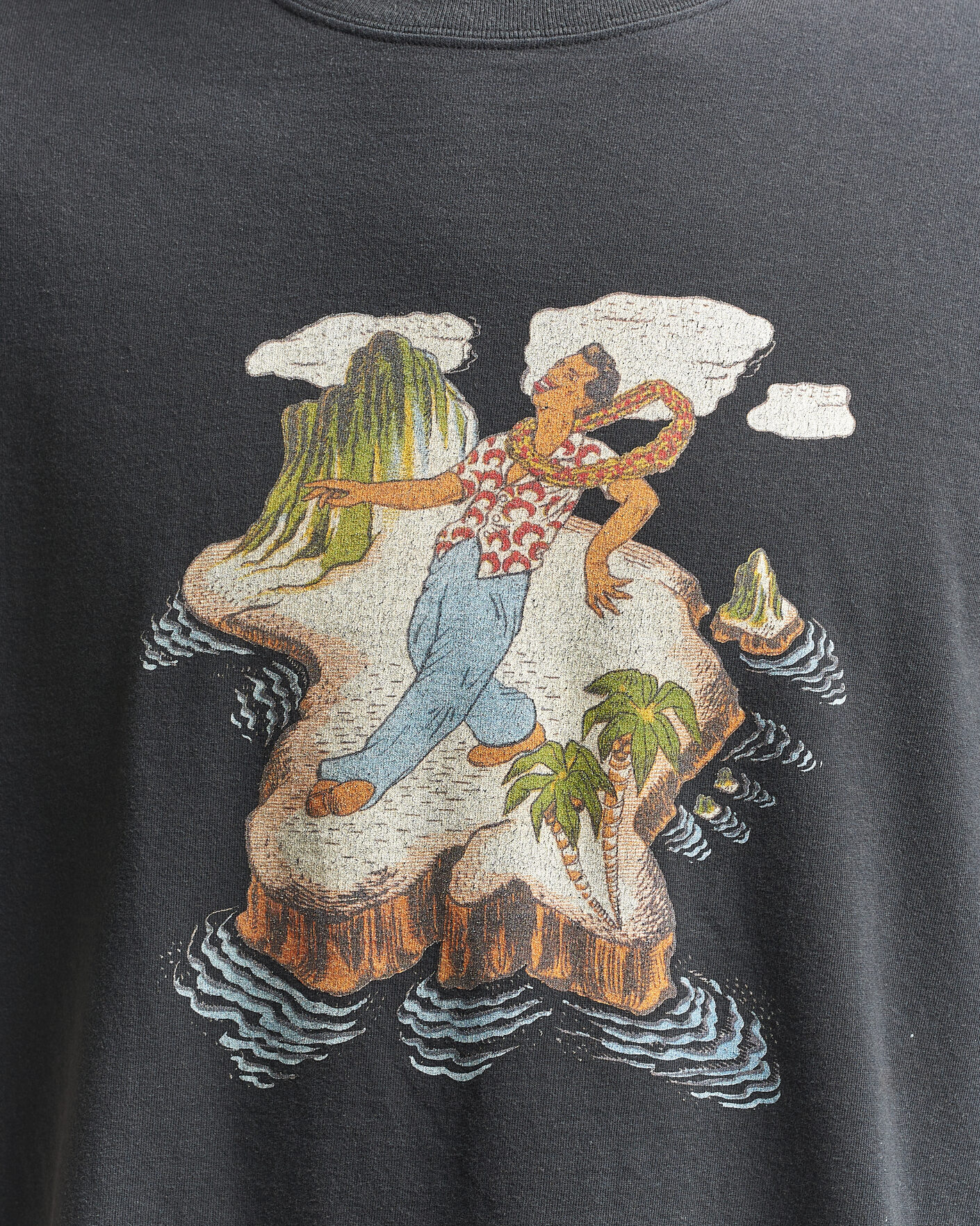 Herre | T-Shirts | orSlow | Vintage Hawaiian Print T-Shirt Black