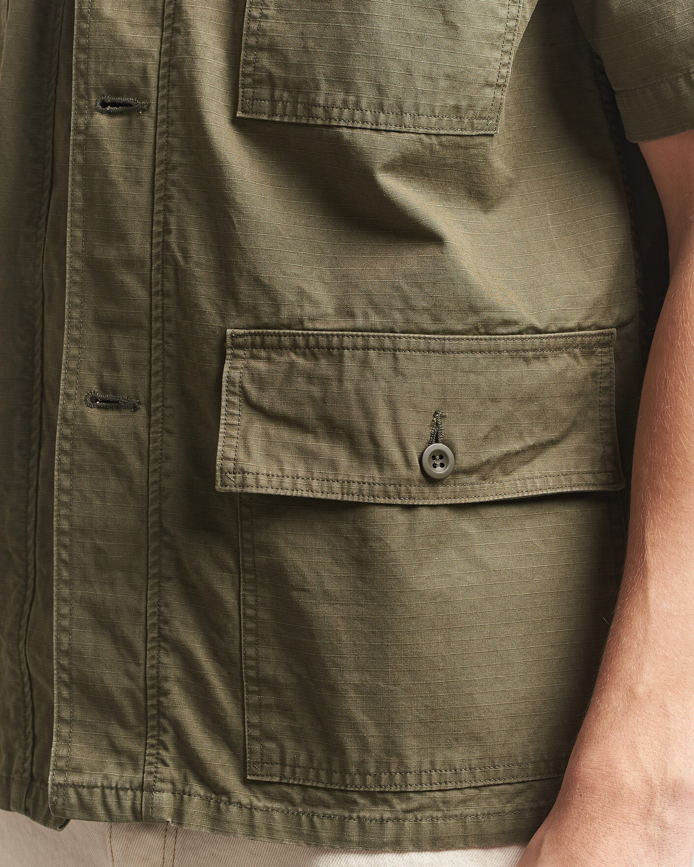 Herre | Skjorter | orSlow | Short Sleeve Utility Shirt Army Green