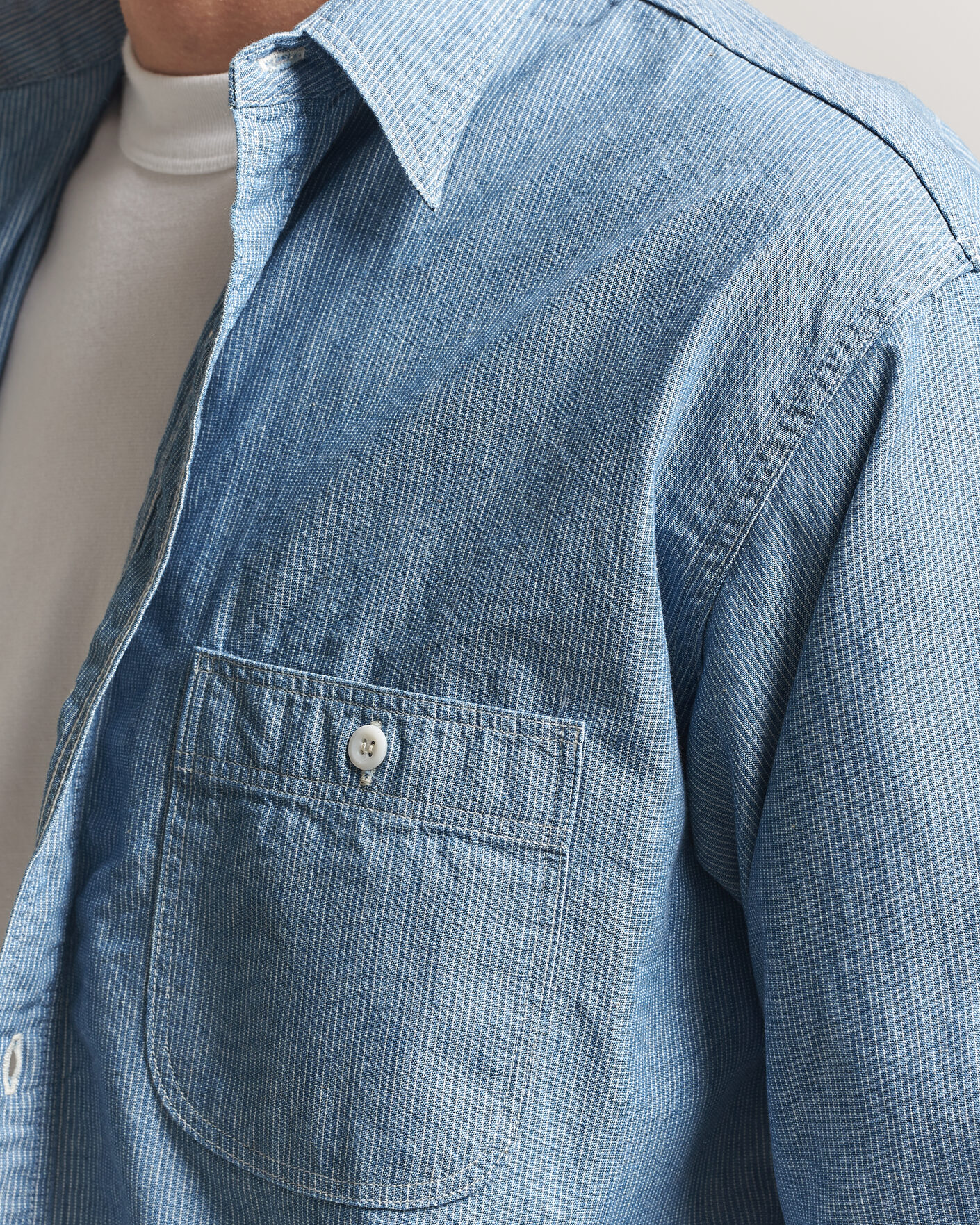 Herre | Skjorter | orSlow | Relax Fit Chambray Work Shirt Hickory Stirpe