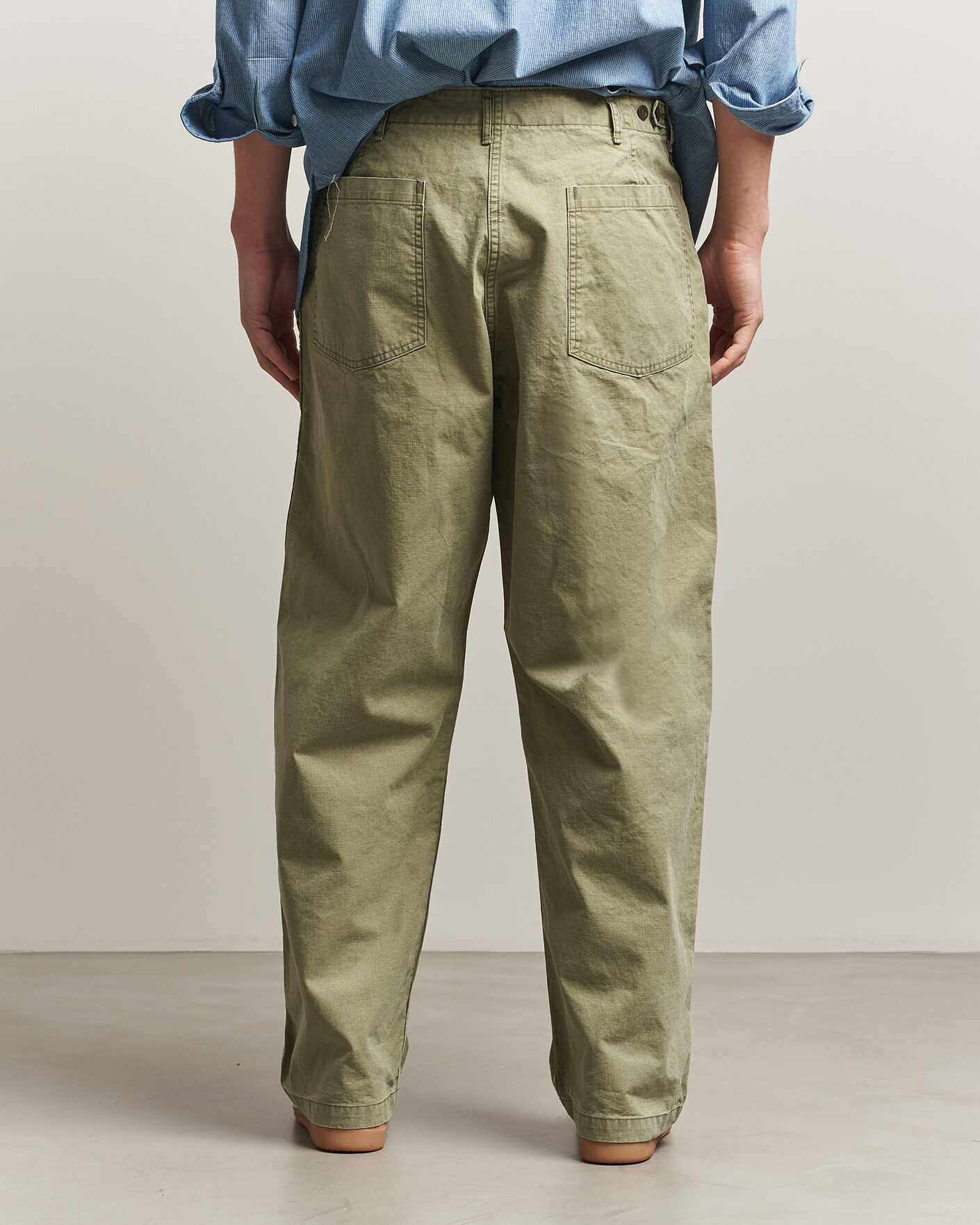 Herre | Bukser | orSlow | Summer Fatigue Pants Washed Army Green