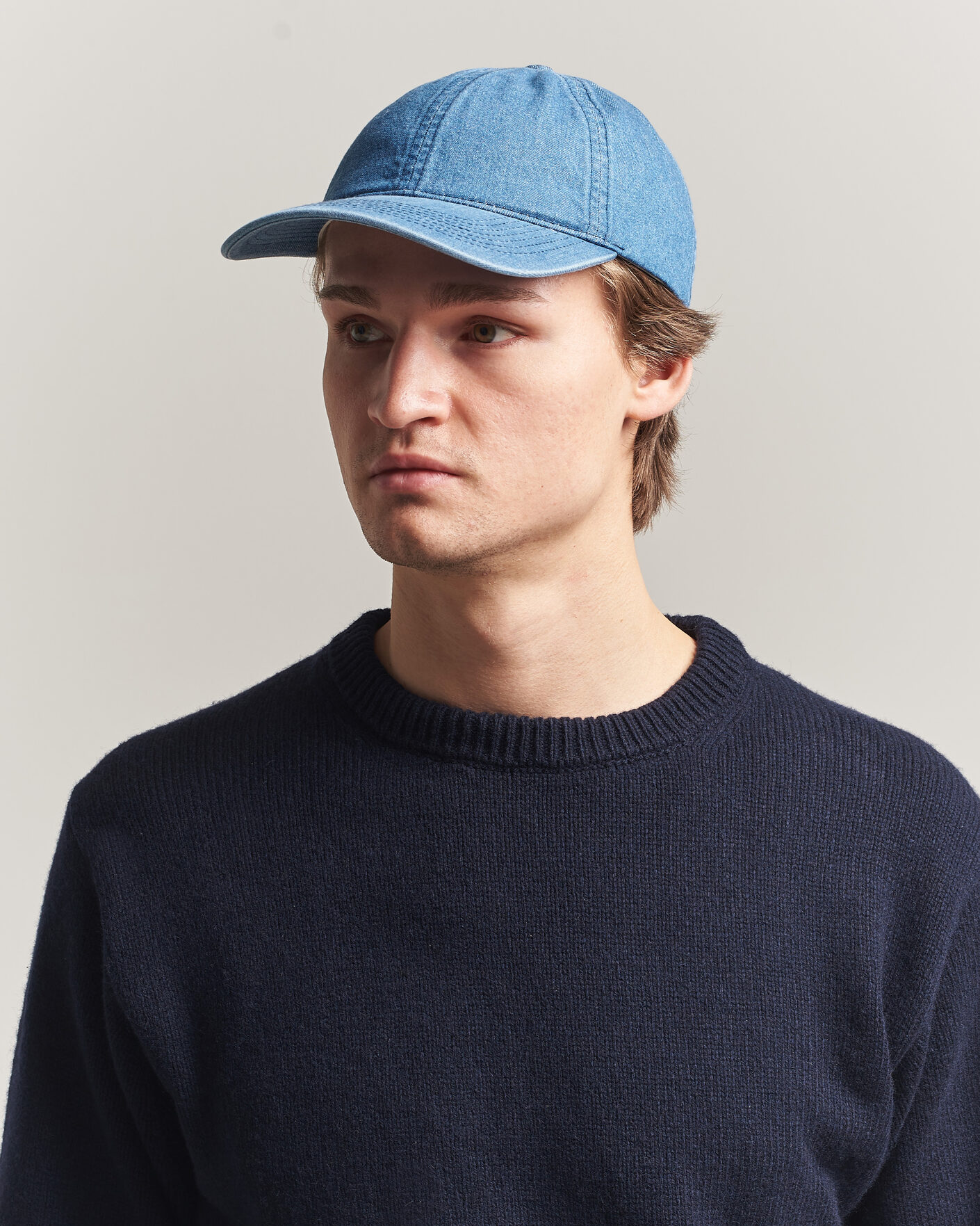Herre | Hatte & kasketter | Varsity Headwear | Washed Denim Baseball Cap Indigo