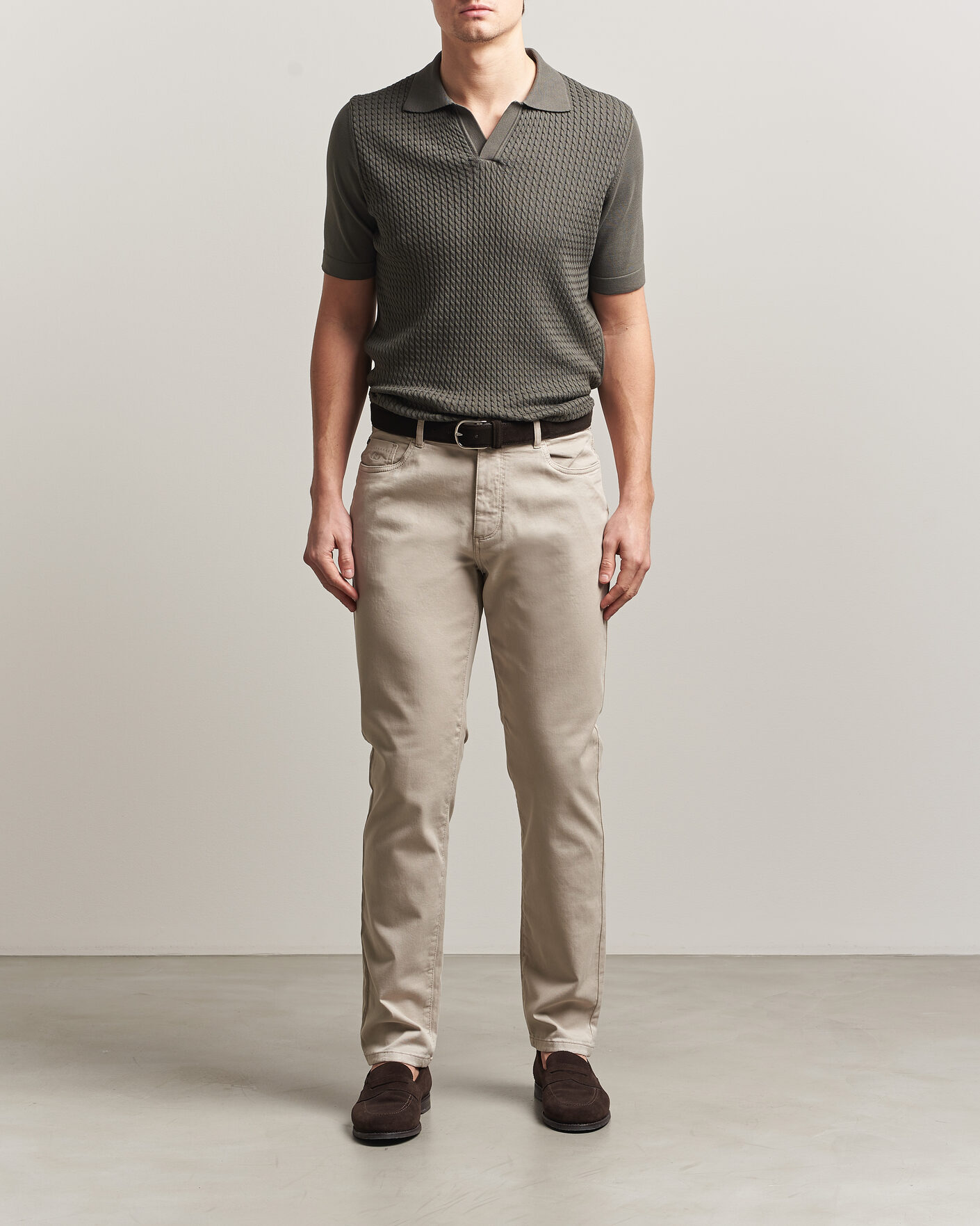 Herre | Bukser | Oscar Jacobson | Slim Fit 5-Pocket Chino  Beige