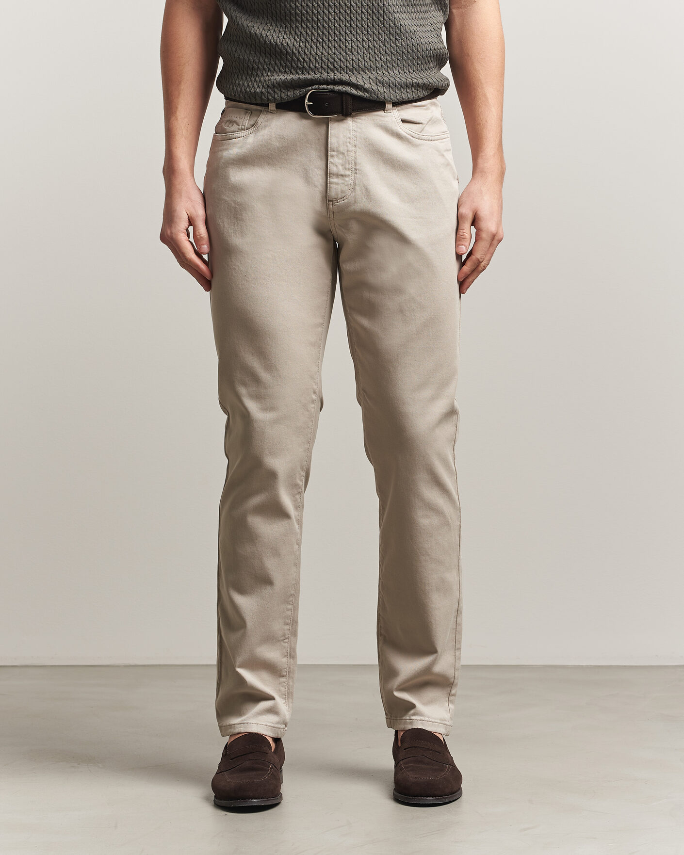 Herre | Bukser | Oscar Jacobson | Slim Fit 5-Pocket Chino  Beige