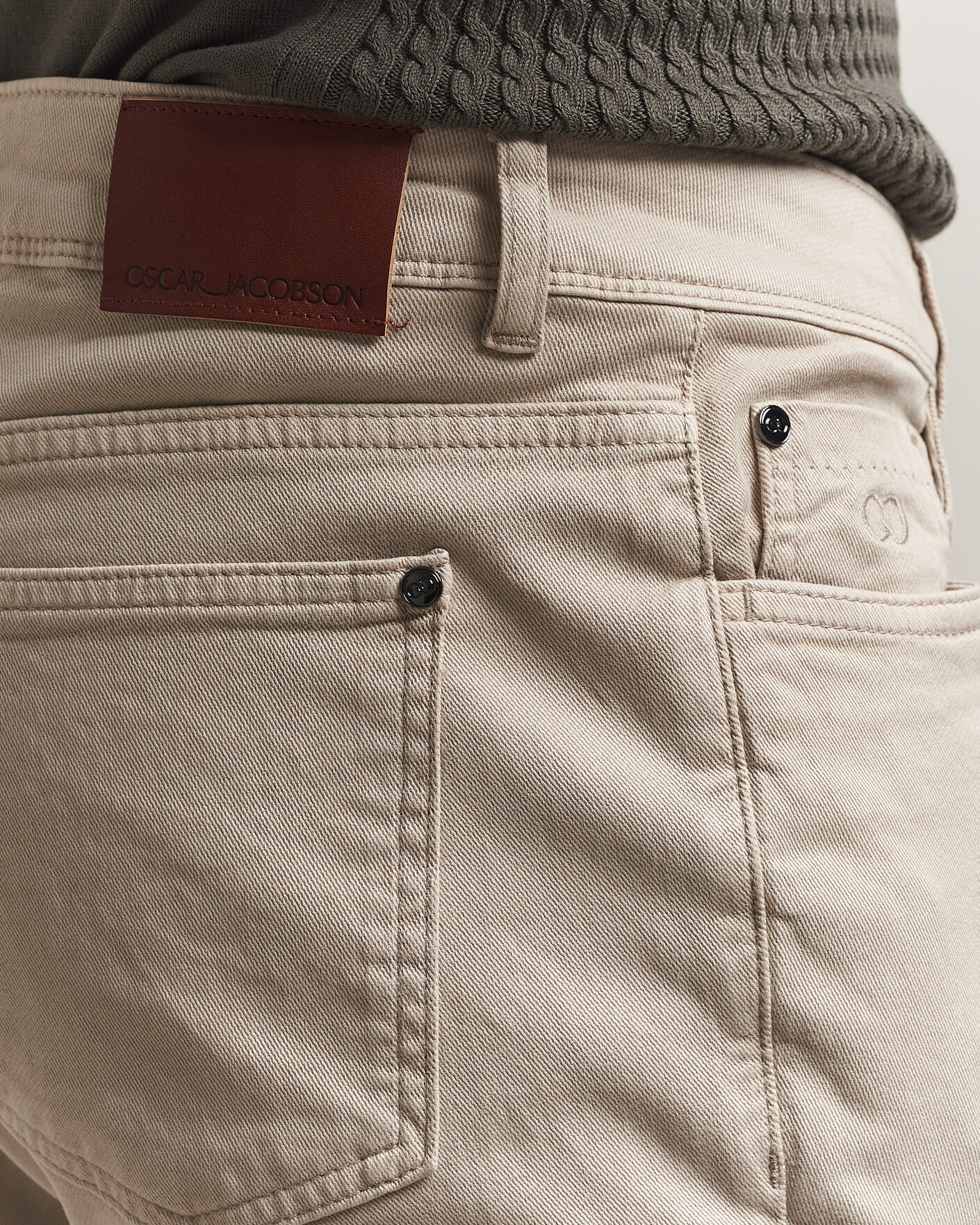 Herre | Bukser | Oscar Jacobson | Slim Fit 5-Pocket Chino  Beige