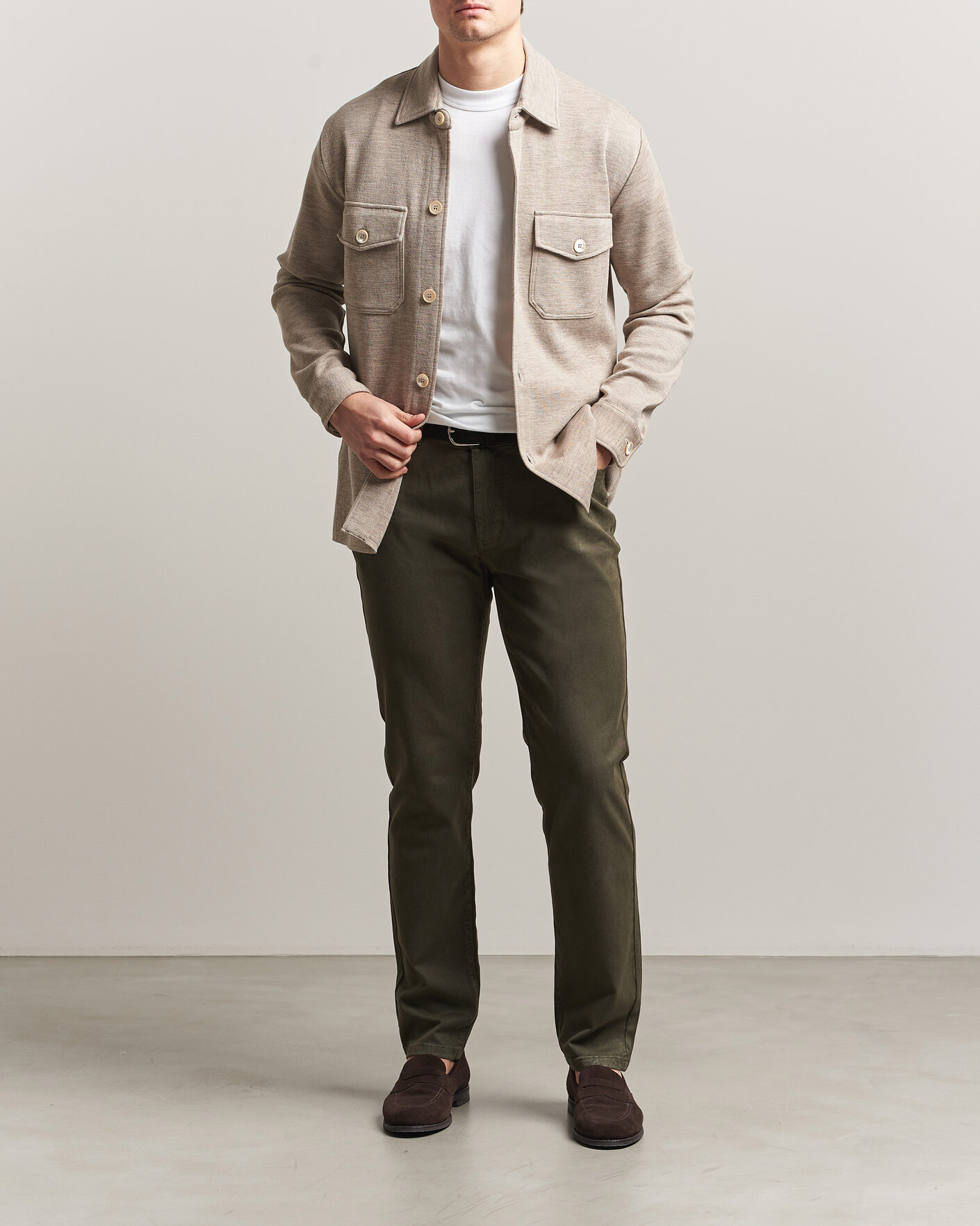 Herre | Bukser | Oscar Jacobson | Slim Fit 5-Pocket Chino  Olive