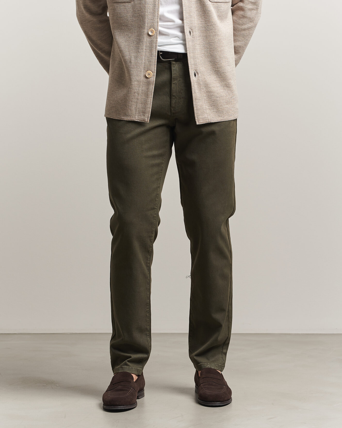 Herre | Bukser | Oscar Jacobson | Slim Fit 5-Pocket Chino  Olive