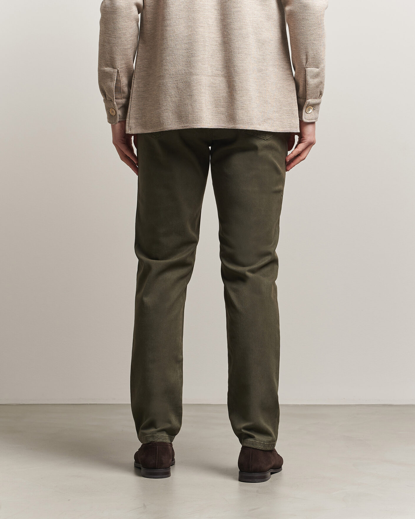 Herre | Bukser | Oscar Jacobson | Slim Fit 5-Pocket Chino Olive