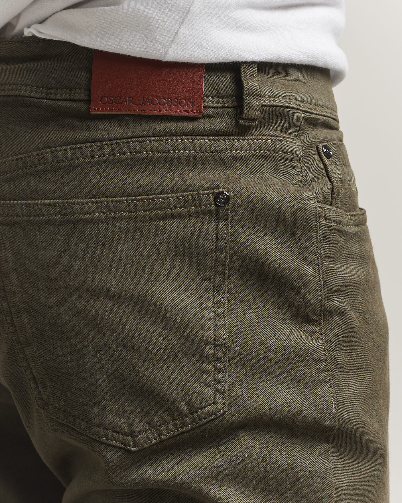 Herre | Bukser | Oscar Jacobson | Slim Fit 5-Pocket Chino Olive