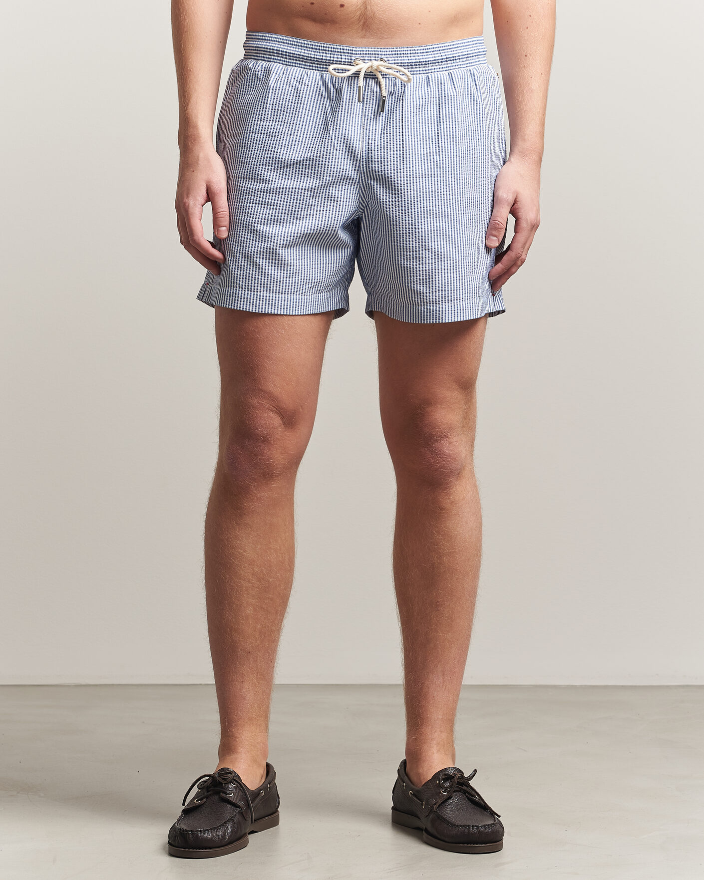 Herre | Badebukser | Orlebar Brown | Boxer Seersucker Drawstring Swim Shorts Nova Blue
