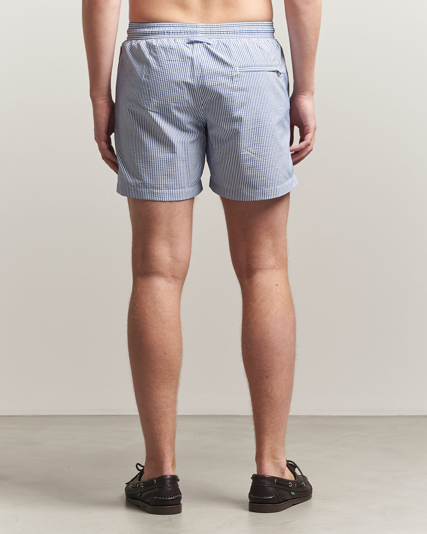 Herre | Badebukser | Orlebar Brown | Boxer Seersucker Drawstring Swim Shorts Nova Blue