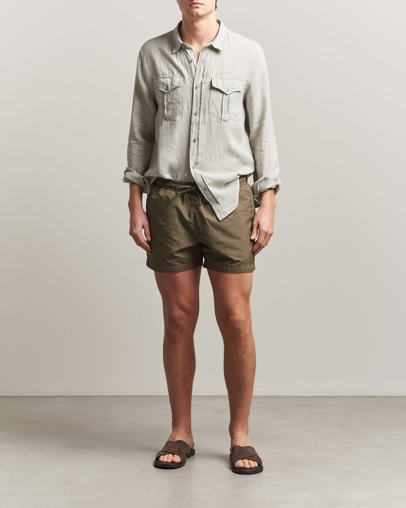 Herre | Skjorter | Orlebar Brown | Coleburn Linen Shirt Cliff Grey