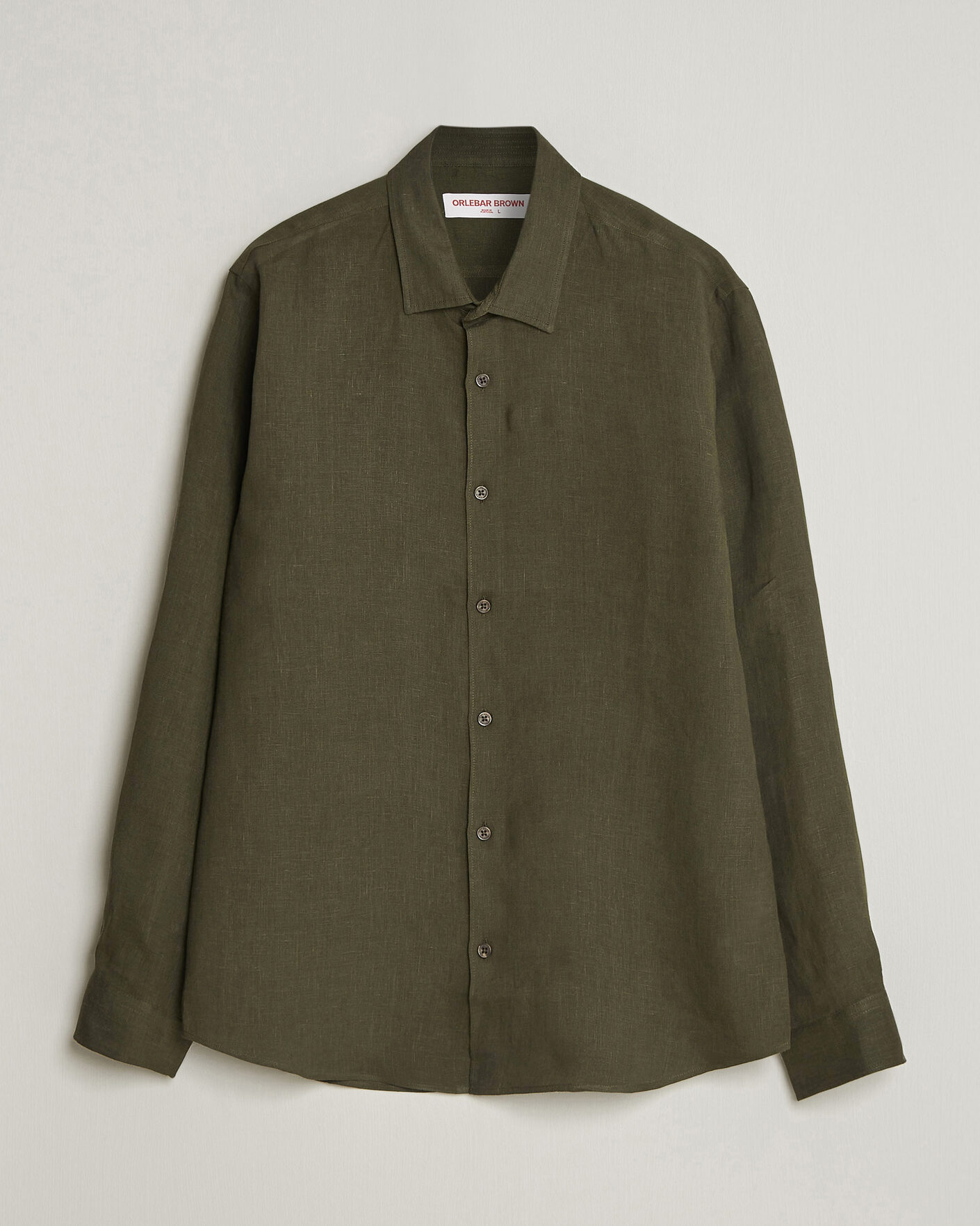 Herre | Skjorter | Orlebar Brown | Giles Linen Stiched Shirt Bayleaf Green