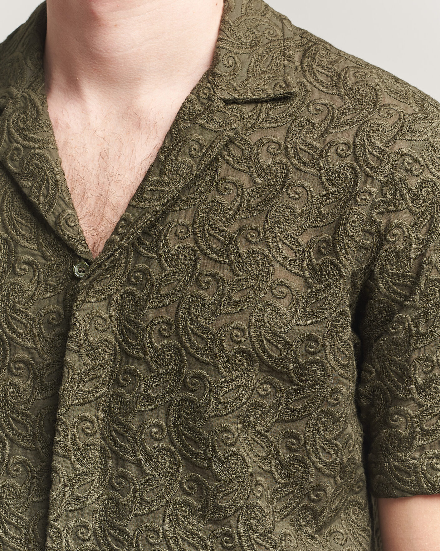 Herre | Skjorter | Orlebar Brown | Maitan Brodery Shirt Bayleaf Green