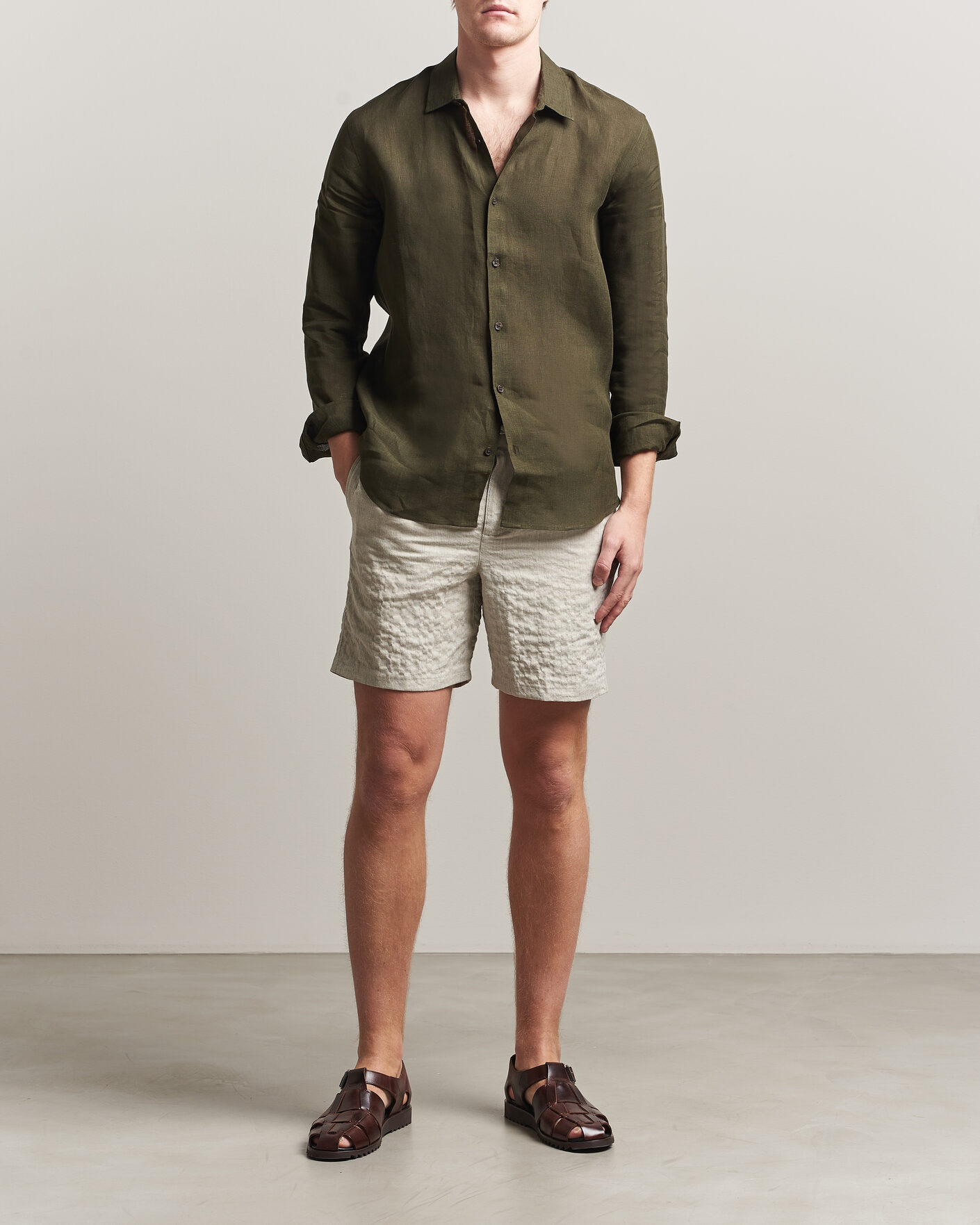 Herre | Shorts | Orlebar Brown | Alex Sereno Herringbone Shorts Light Dijon