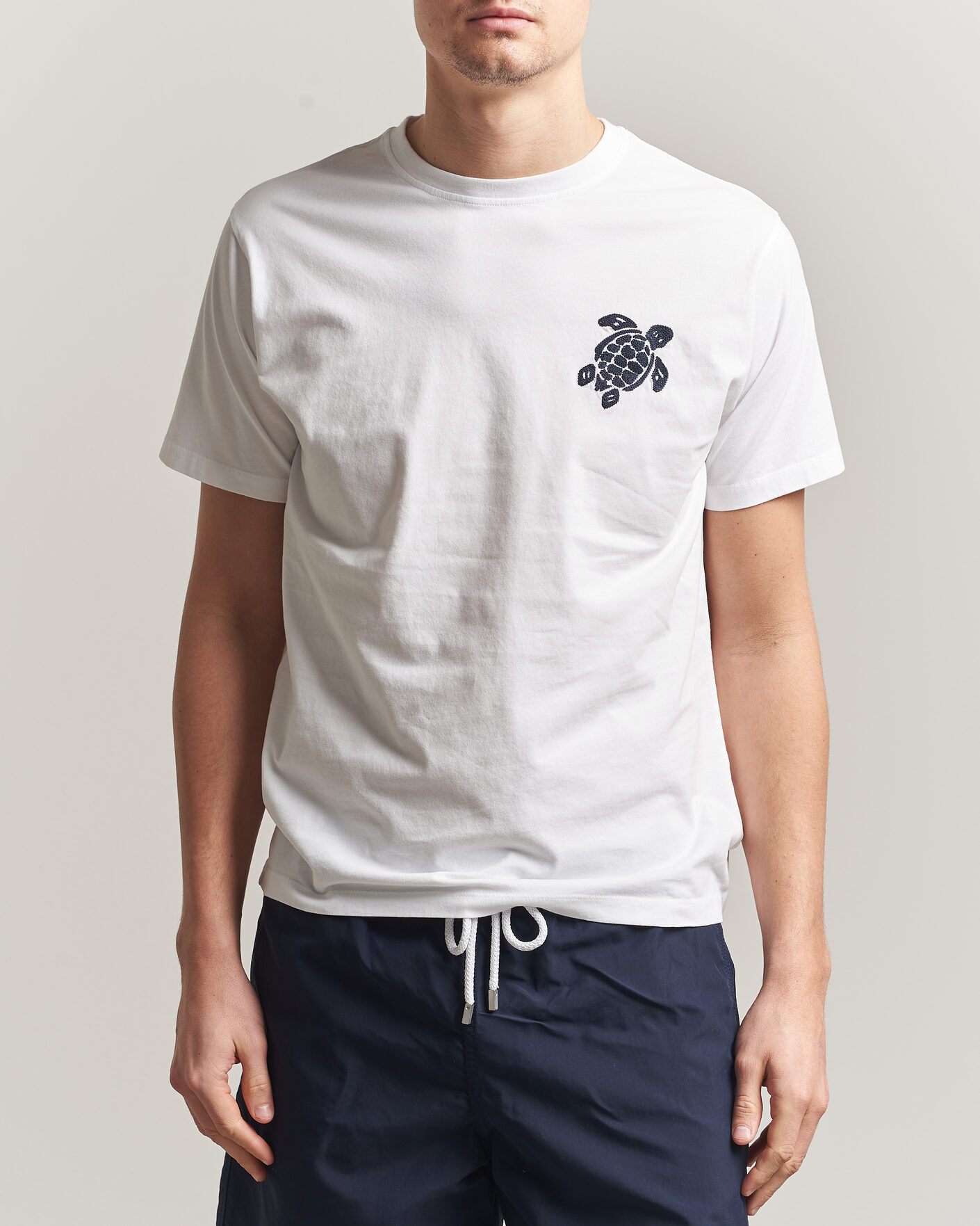 Herre | T-Shirts | Vilebrequin | Embroidered Crew Neck T-Shirt Blanc