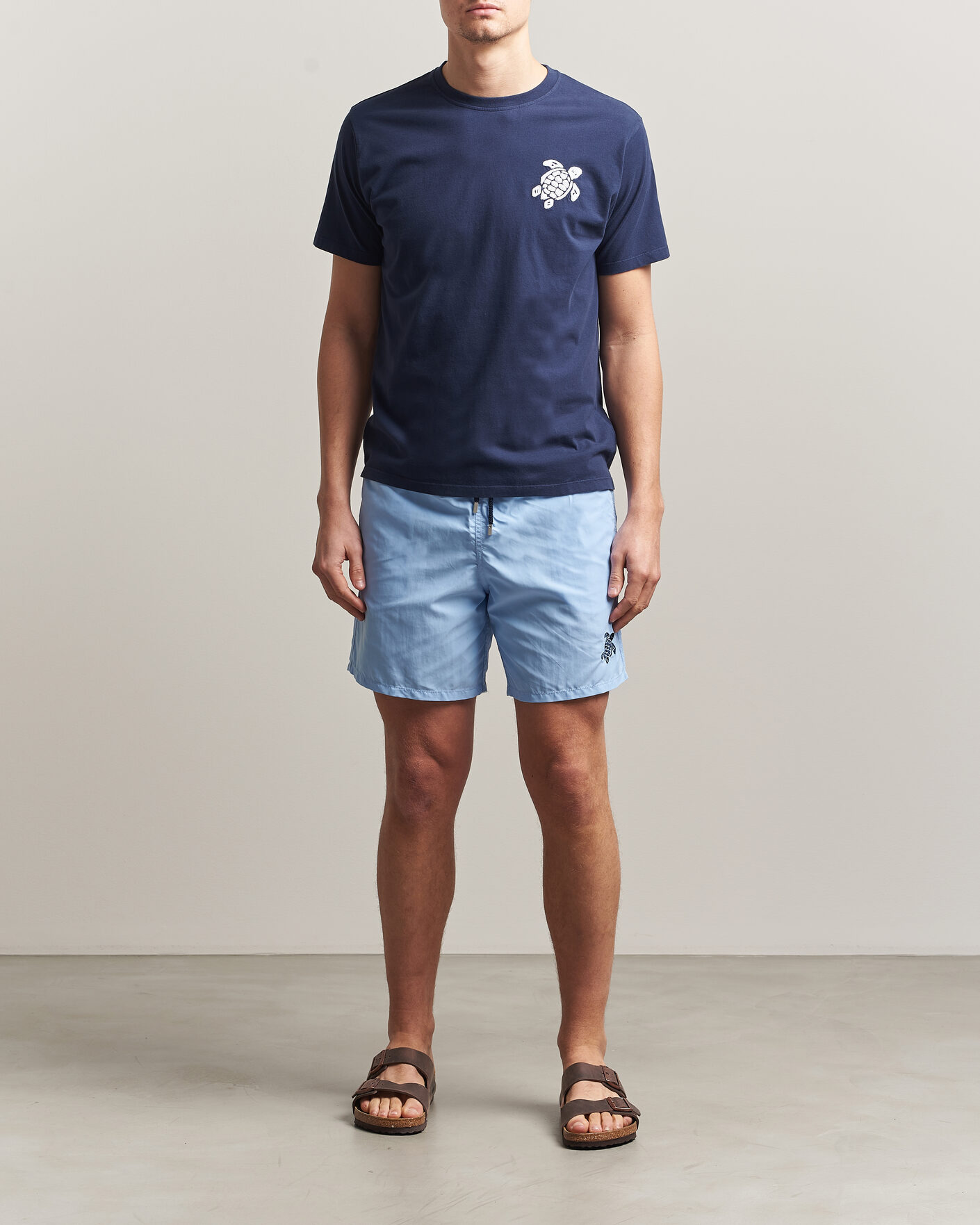 Herre | T-Shirts | Vilebrequin | Embroidered Crew Neck T-Shirt Bleu Marine