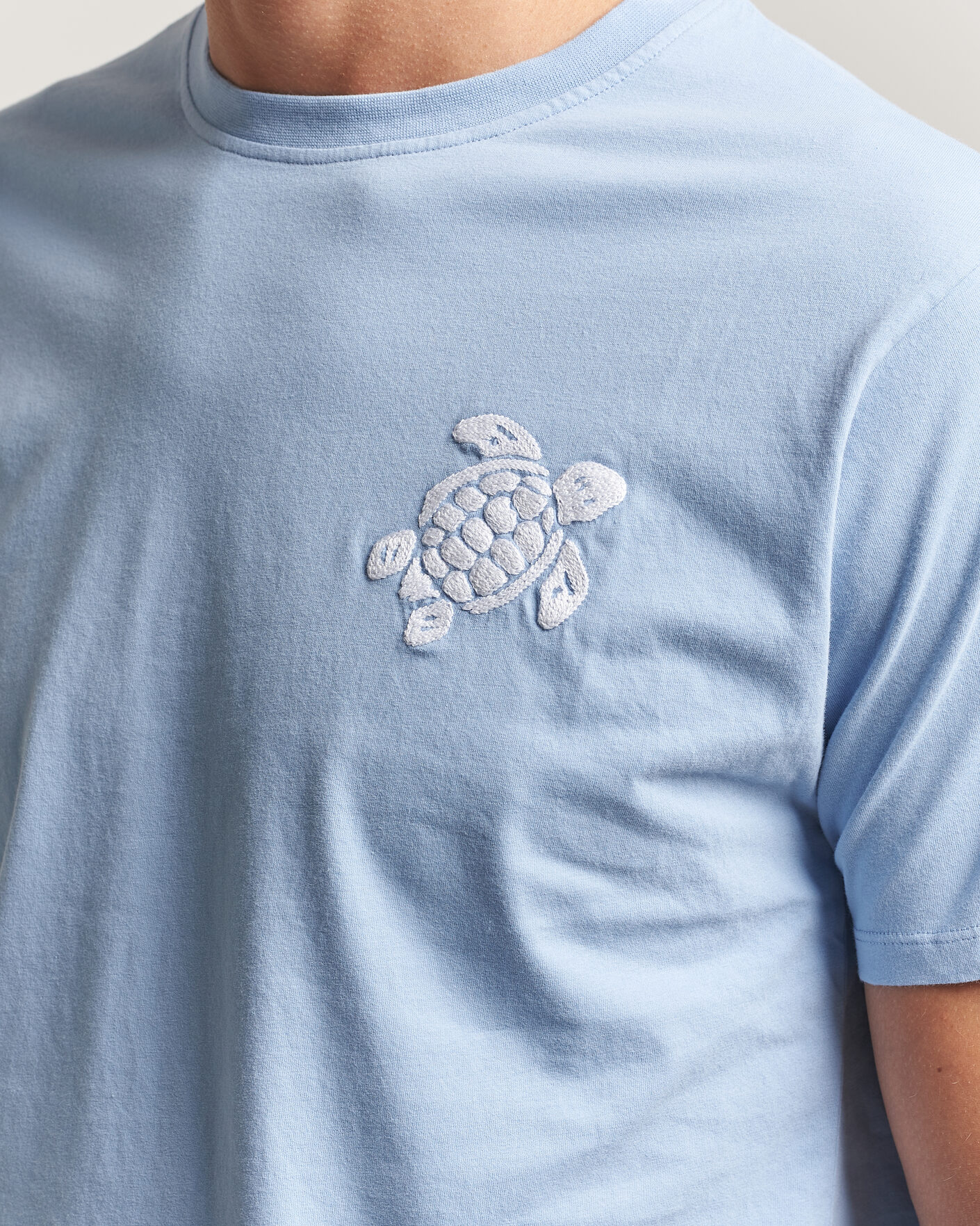 Herre | T-Shirts | Vilebrequin | Printed Crew Neck T-Shirt Cloudy Blue