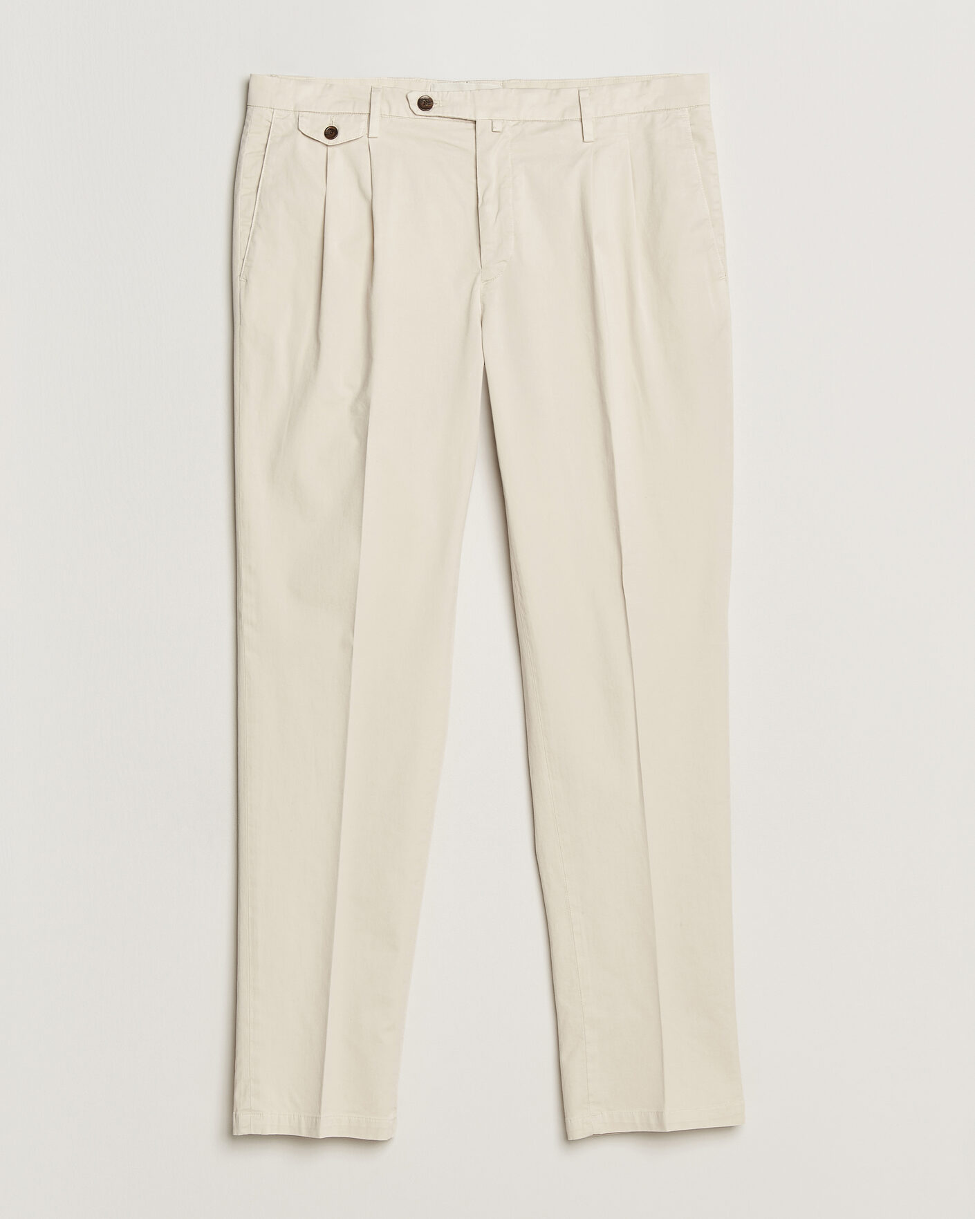 Herre | Bukser | Briglia 1949 | Easy Fit Pleated Cotton Stretch Chino Cream