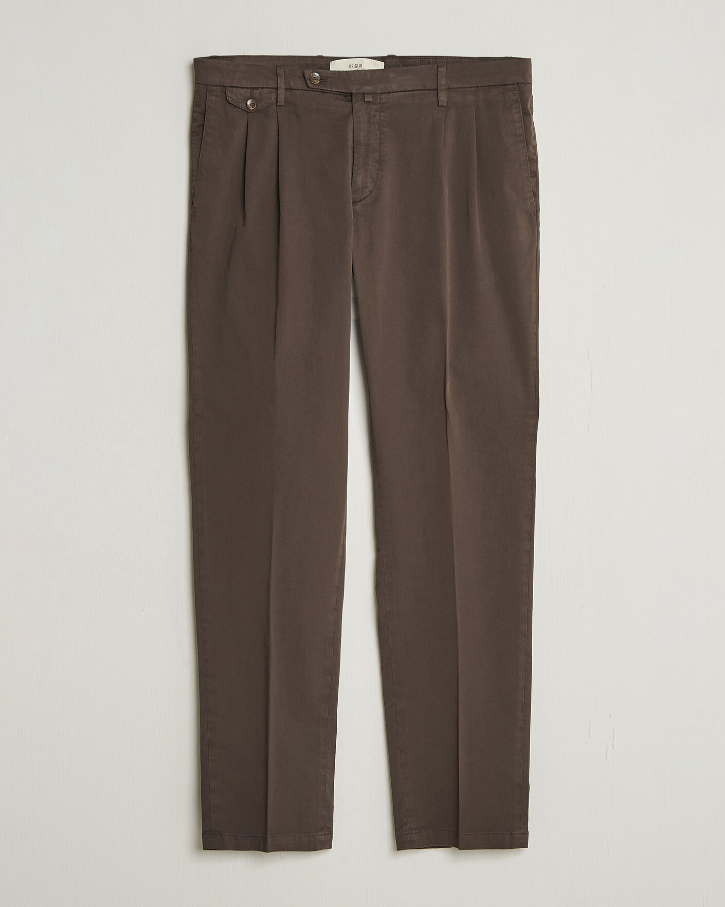 Herre | Bukser | Briglia 1949 | Easy Fit Pleated Cotton Stretch Chino Brown