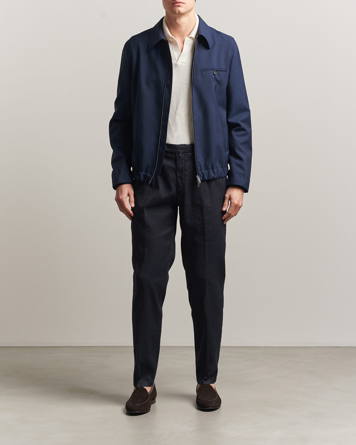 Herre | Bukser | Briglia 1949 | Pleated Linen Trousers Navy