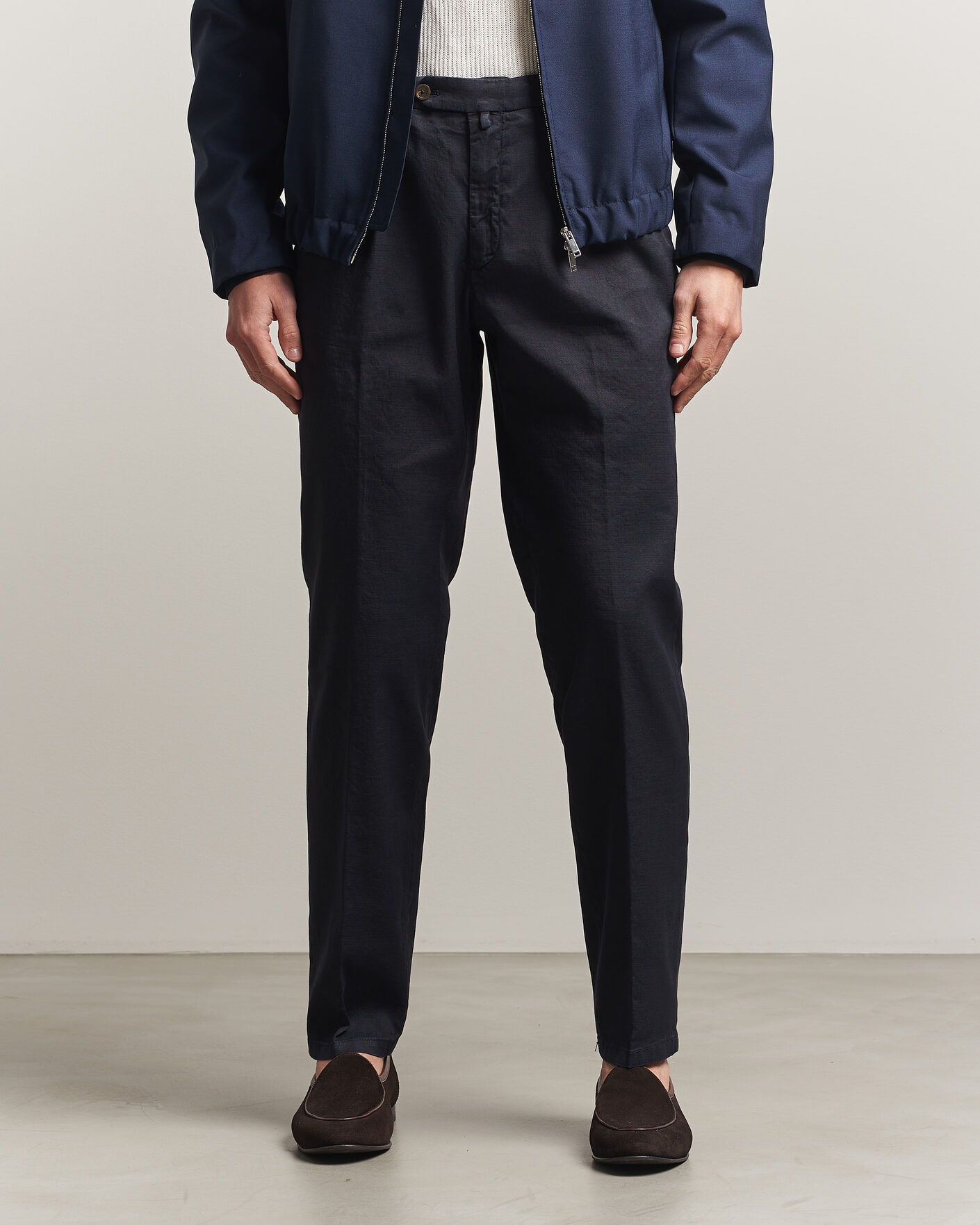 Herre | Bukser | Briglia 1949 | Pleated Linen Trousers Navy