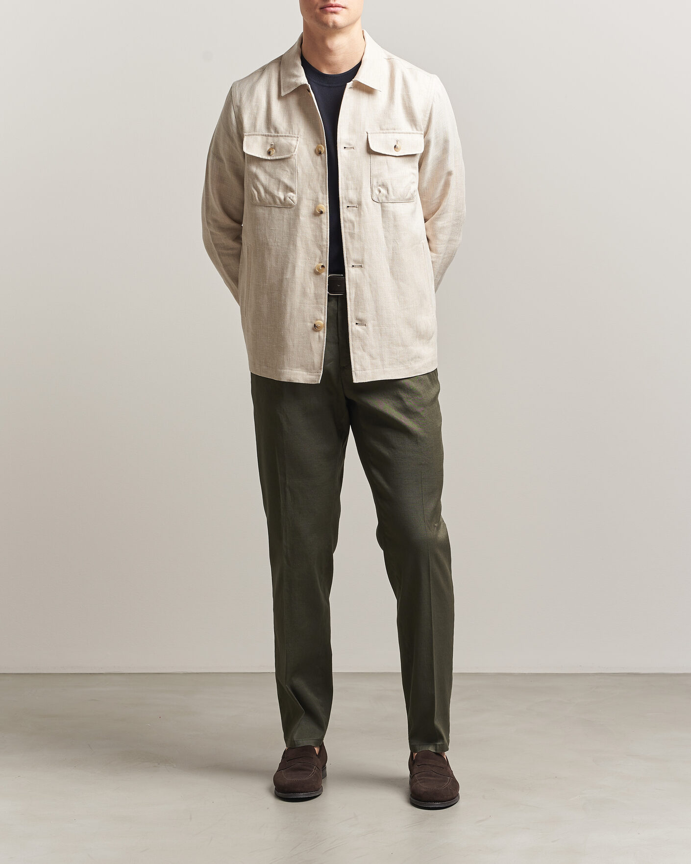 Herre | Bukser | Briglia 1949 | Pleated Linen Trousers Olive